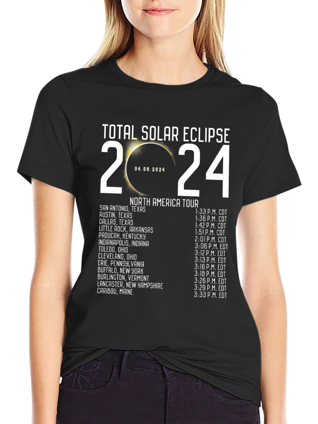 Total Solar Eclipse 2024 North America Tour T-Shirt
