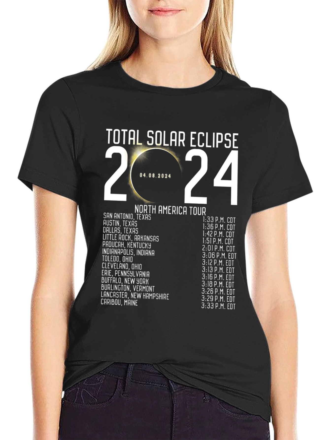 Total Solar Eclipse 2024 North America Tour T-Shirt