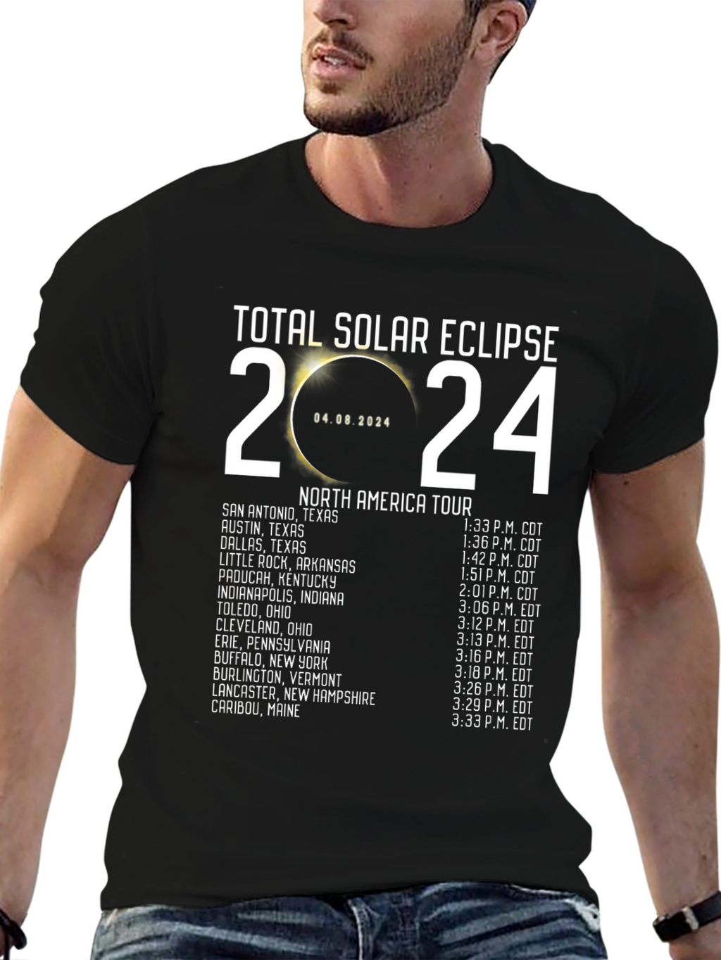 Total Solar Eclipse 2024 North America Tour T-Shirt