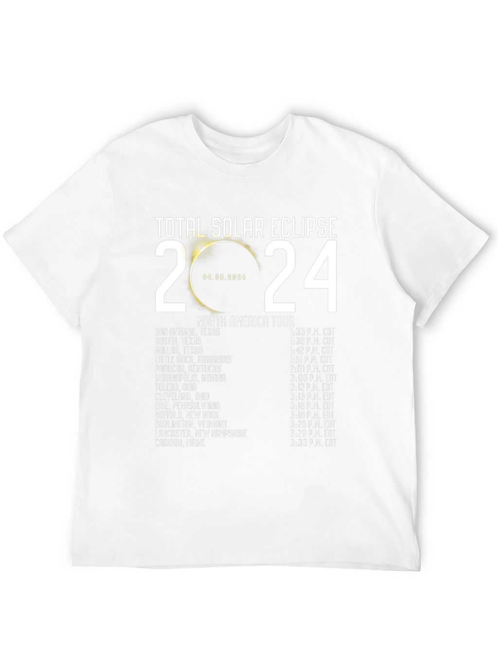 Total Solar Eclipse 2024 North America Tour T-Shirt