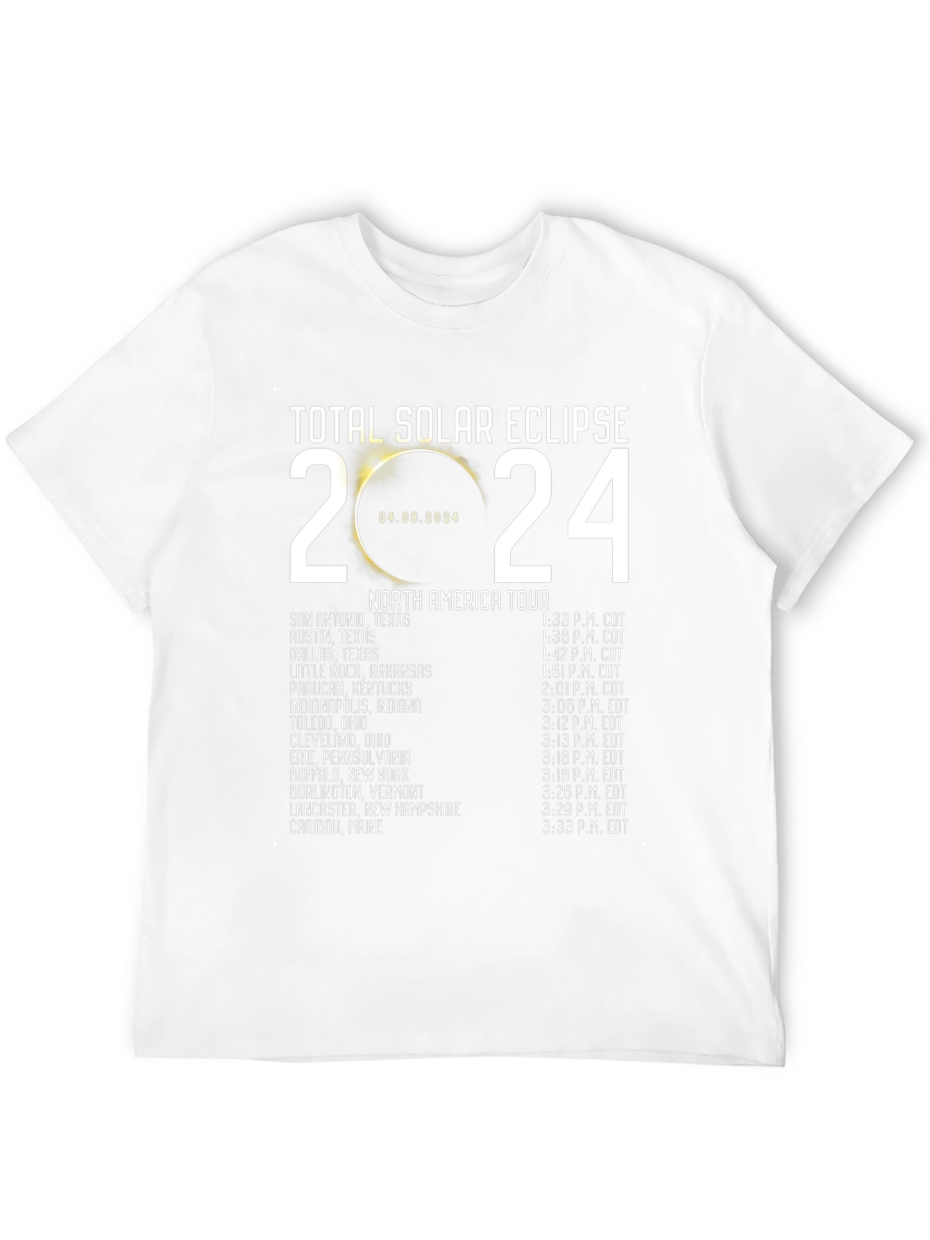 Total Solar Eclipse 2024 North America Tour T-Shirt