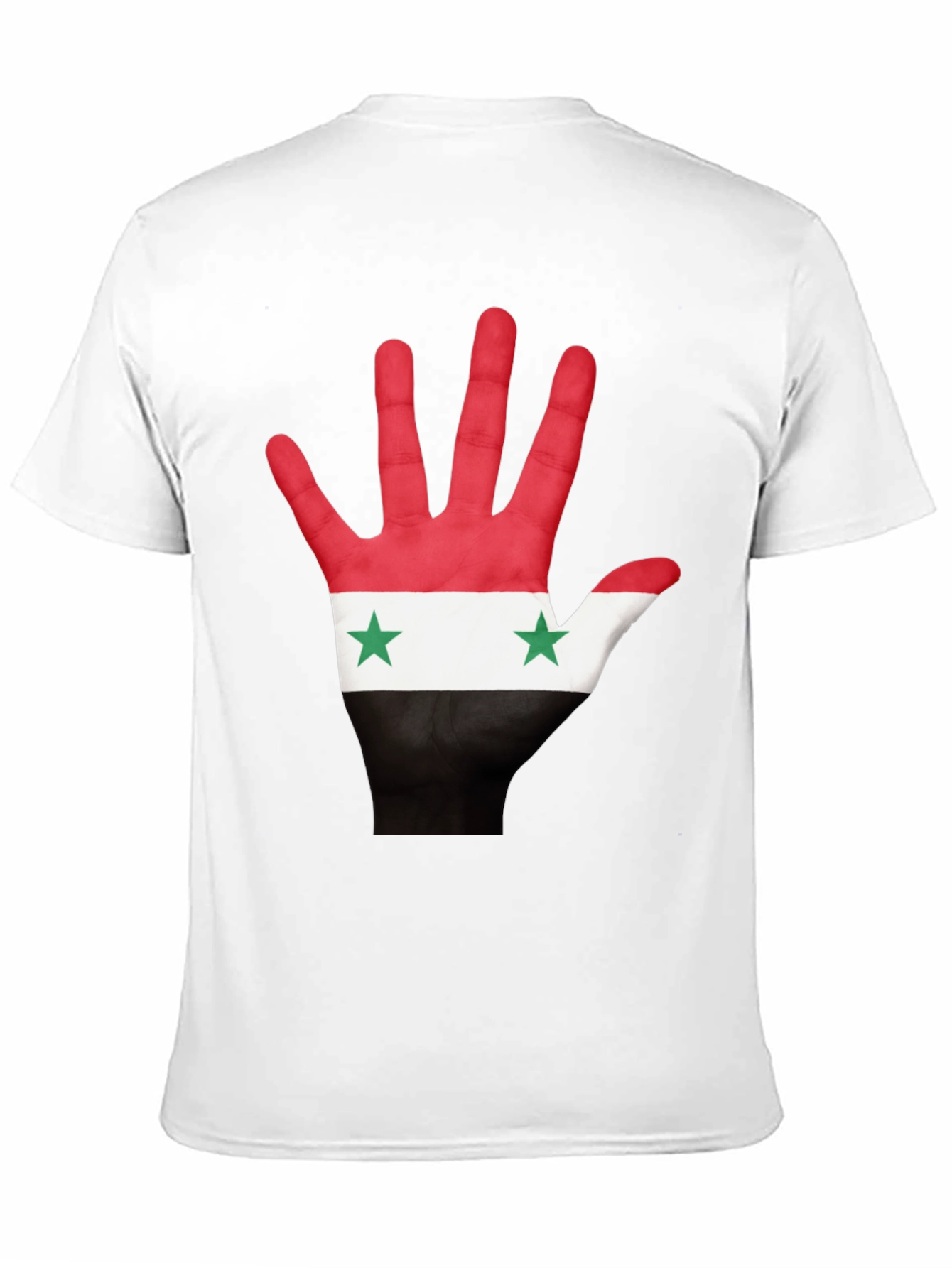 Syria Flag Hand Print T-Shirt - Black