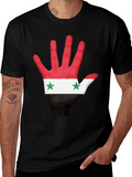 Syria Flag Hand Print T-Shirt - Black