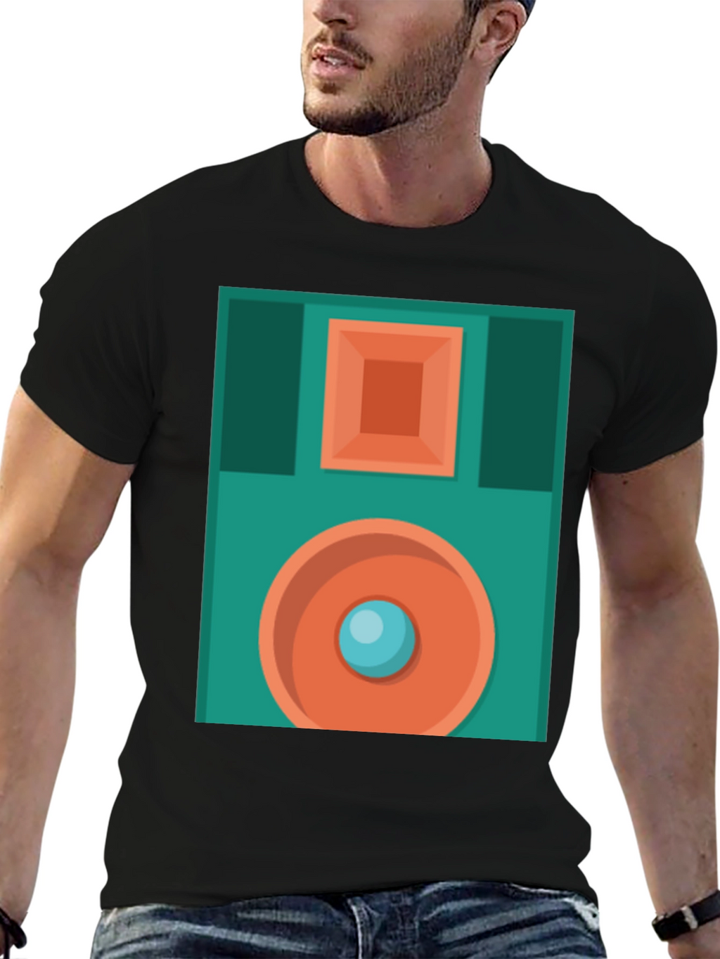 Retro Floppy Disk Graphic T-Shirt - Black