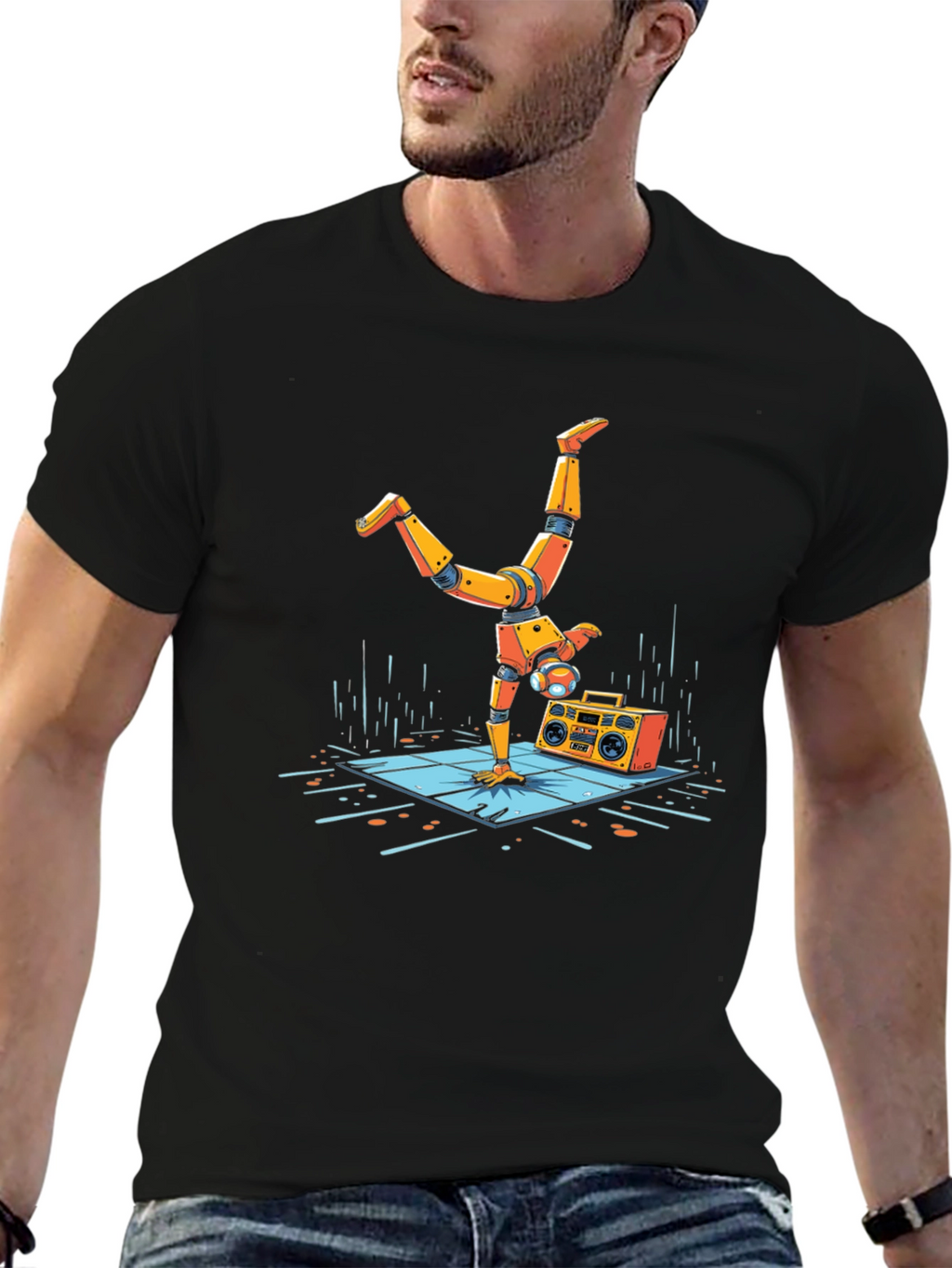 Robot Handstand Graphic Tee