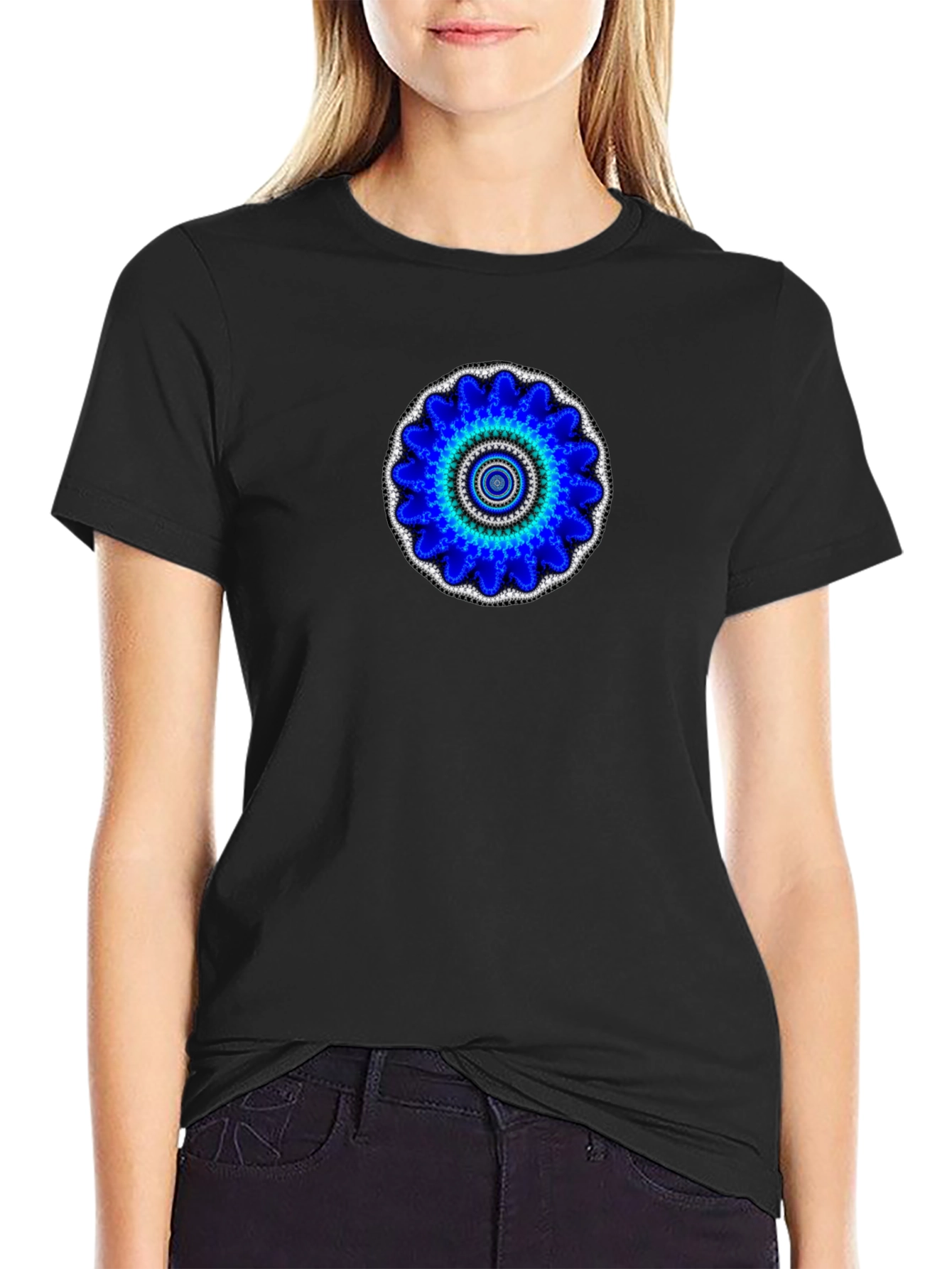 Blue Mandala Graphic Print T-Shirt