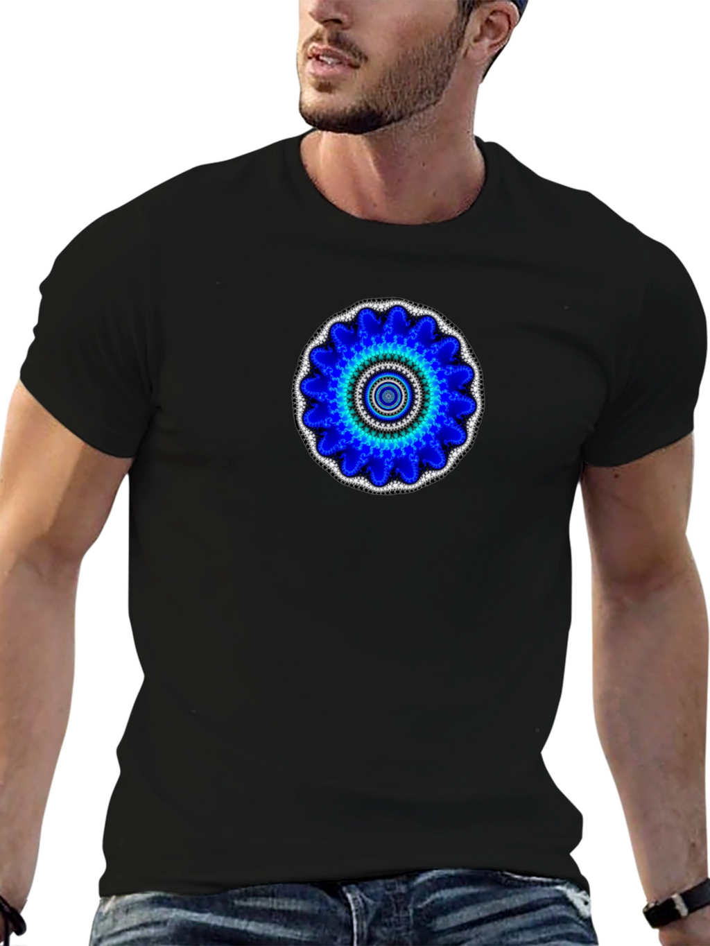 Blue Mandala Graphic Print T-Shirt