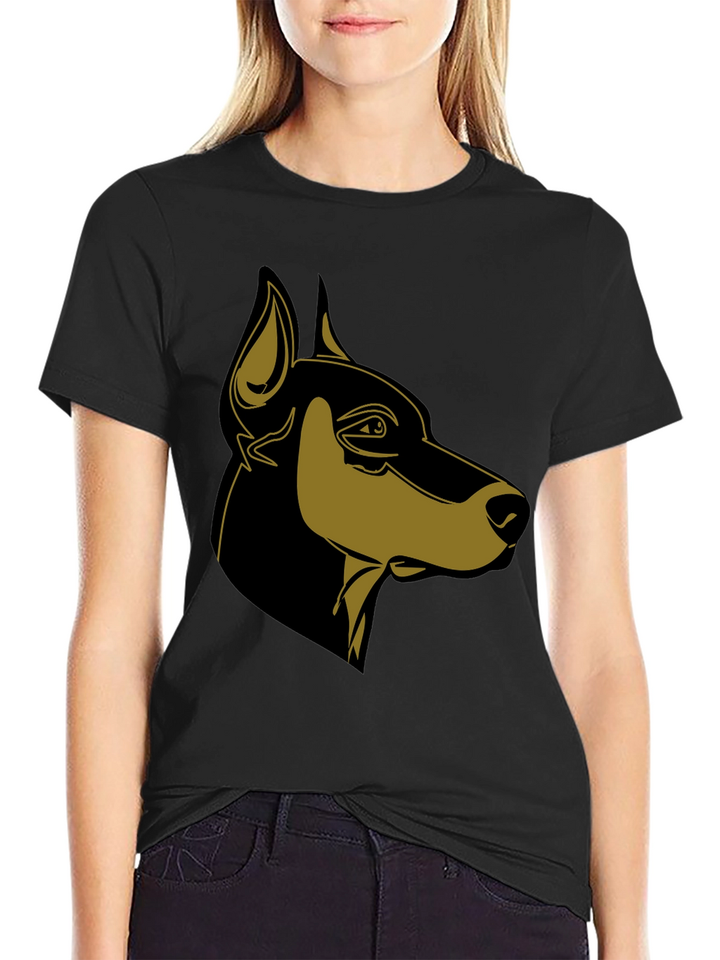 Doberman Dog Graphic Black T-Shirt