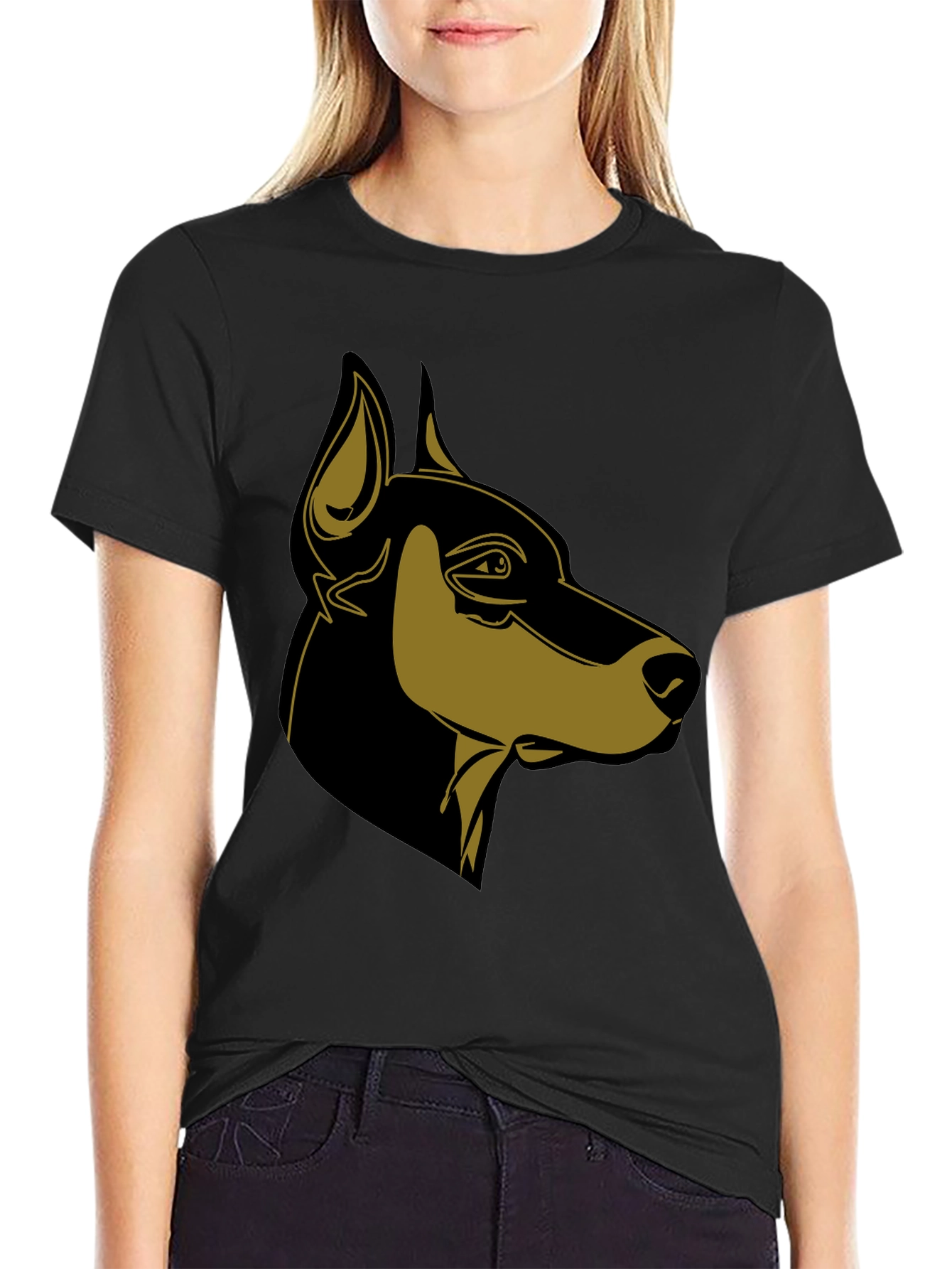 Doberman Dog Graphic Black T-Shirt