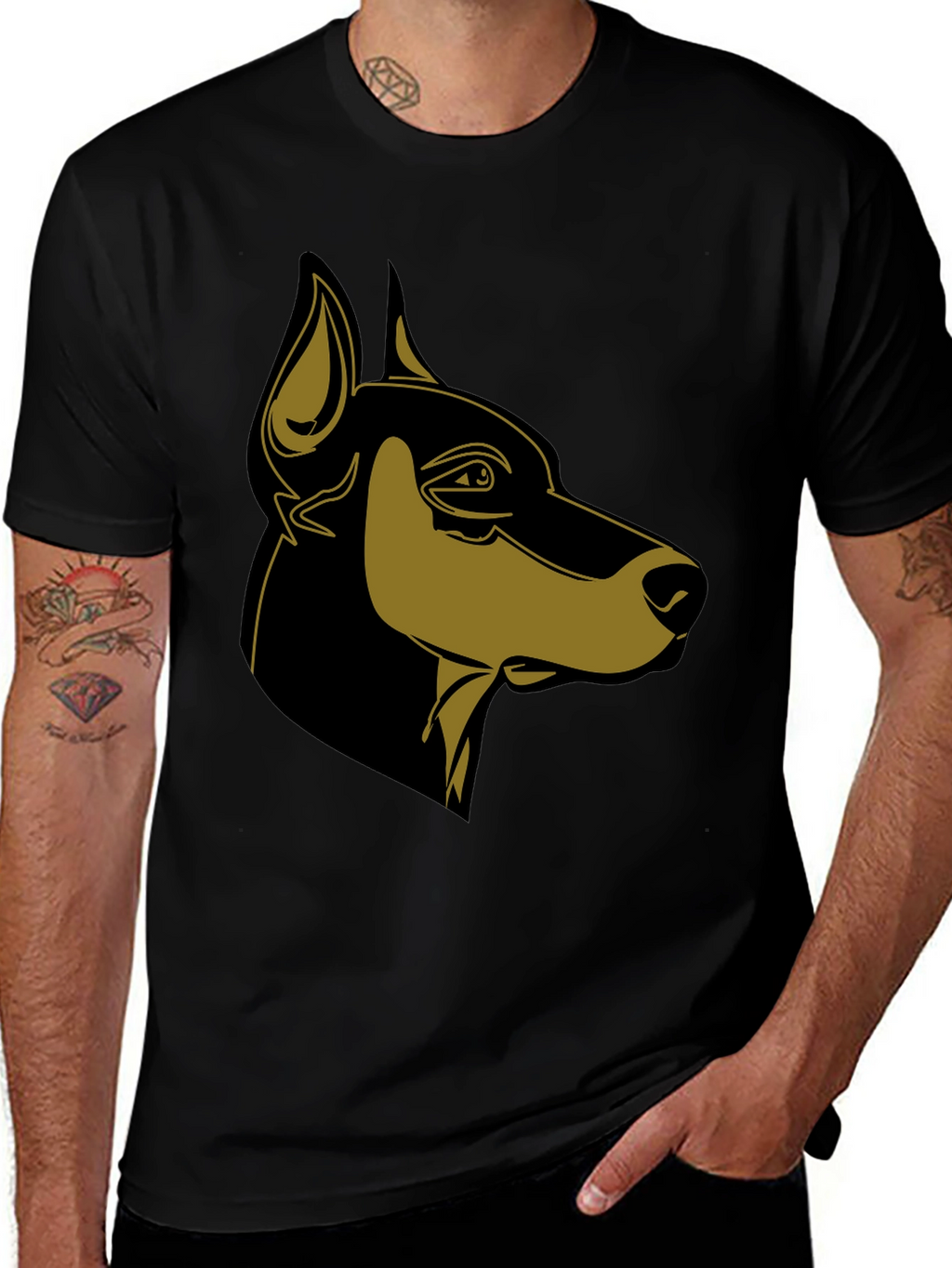 Doberman Dog Graphic Black T-Shirt