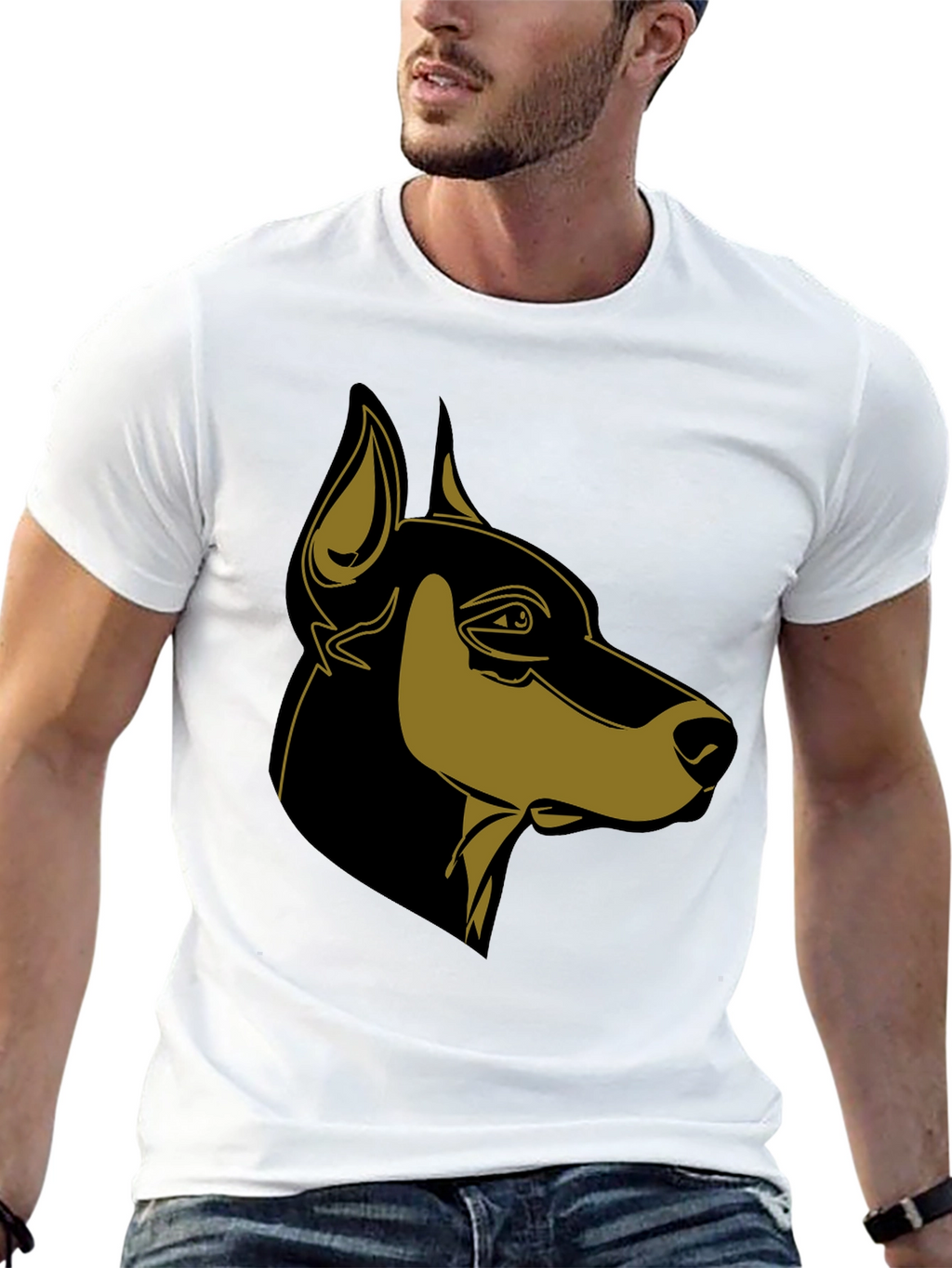 Doberman Dog Graphic Black T-Shirt