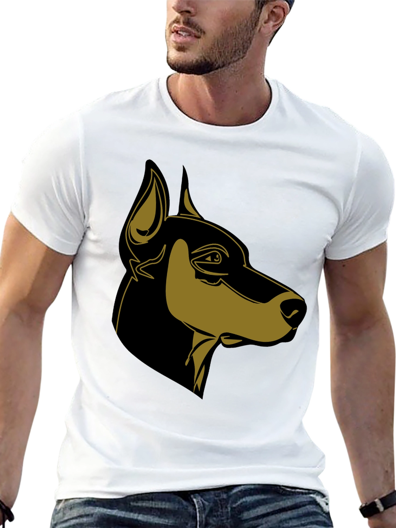 Doberman Dog Graphic Black T-Shirt