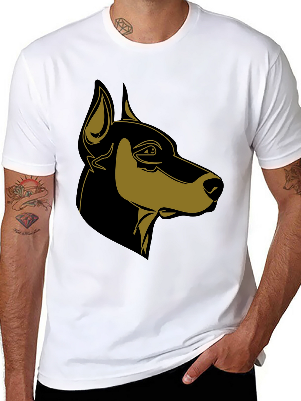 Doberman Dog Graphic Black T-Shirt