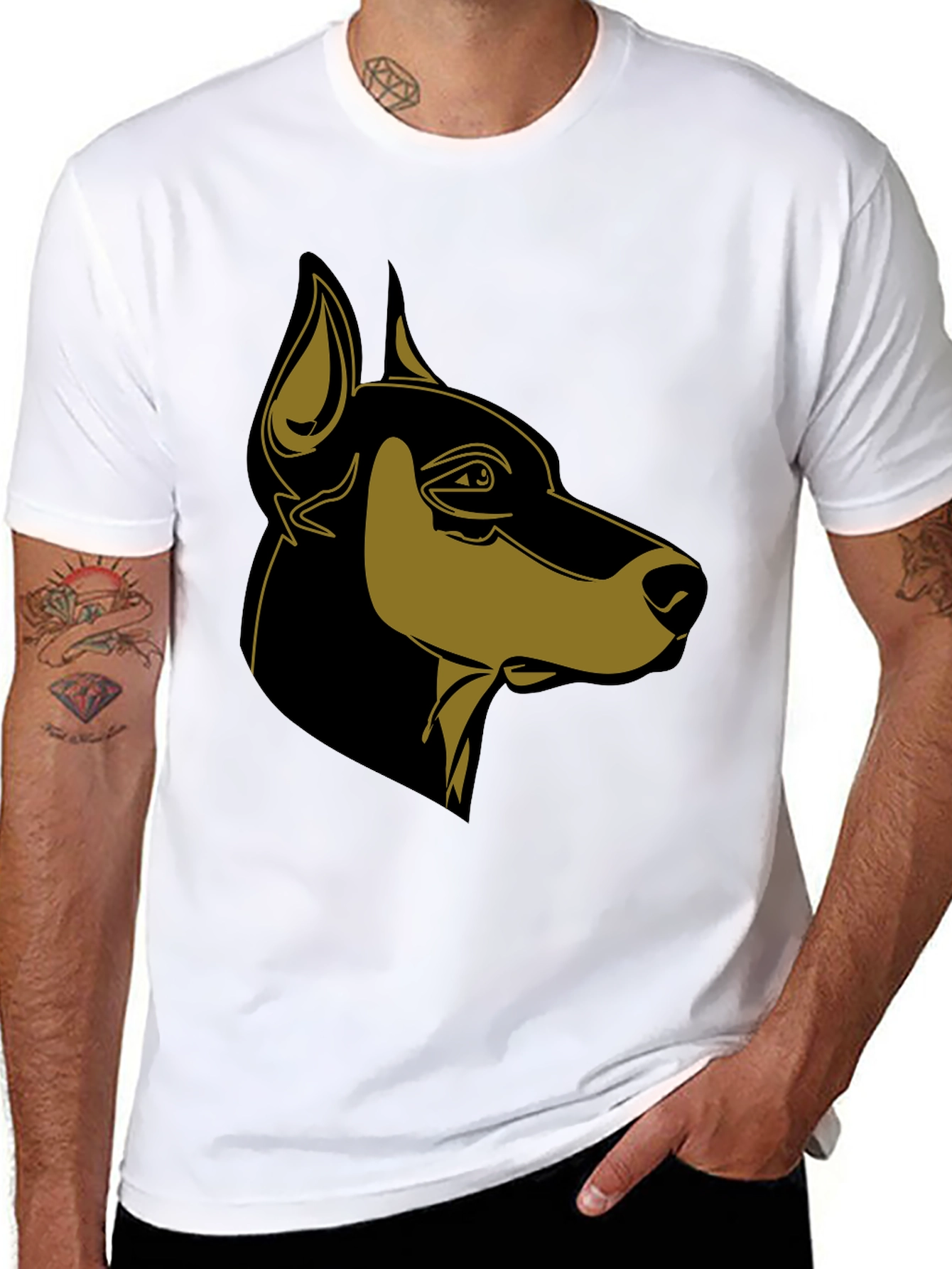 Doberman Dog Graphic Black T-Shirt