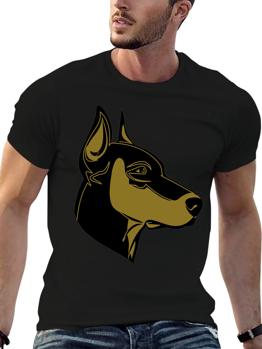 Doberman Dog Graphic Black T-Shirt