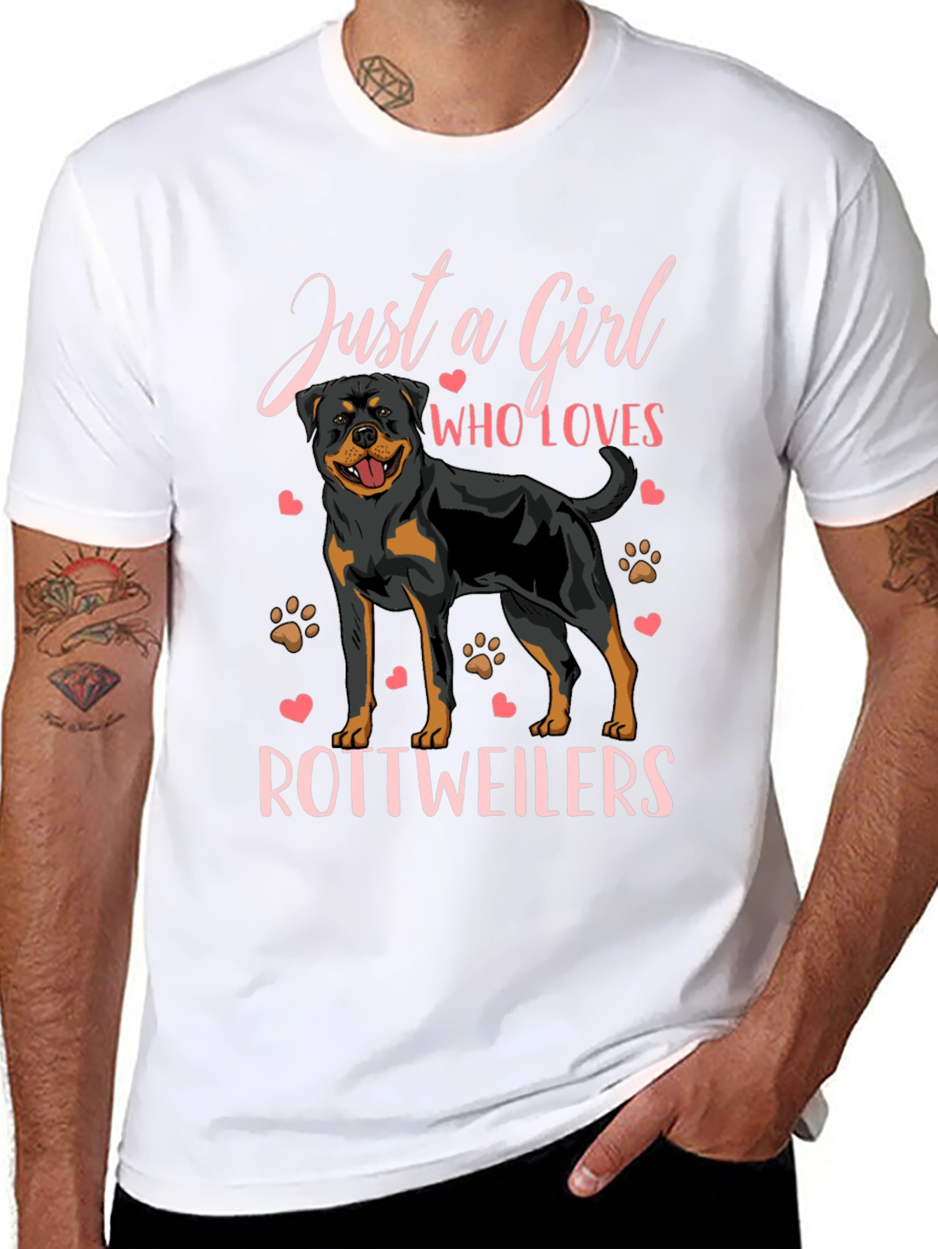 Just a Girl Who Loves Rottweilers Black T-Shirt