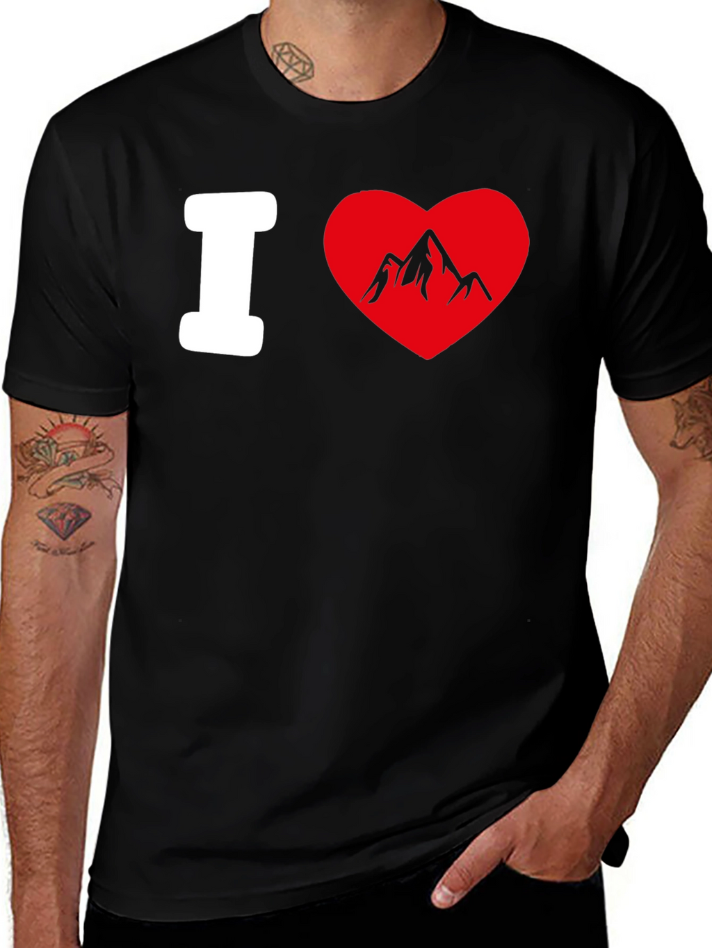 I Heart Mountains Black Graphic T-Shirt