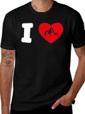 I Heart Mountains Black Graphic T-Shirt