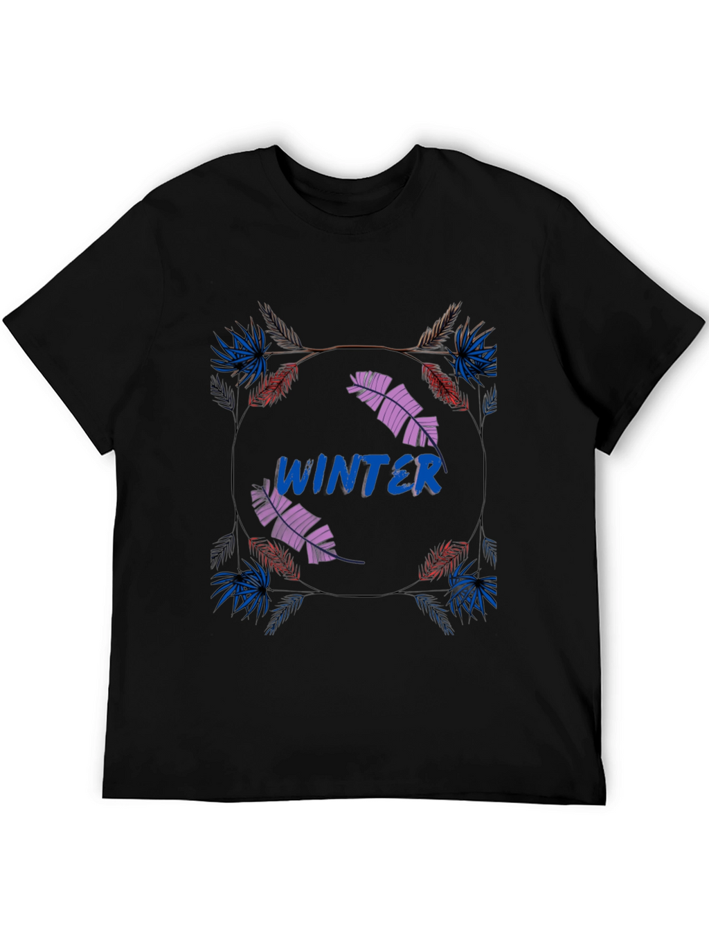 Winter Graphic Print Mens Black T-Shirt