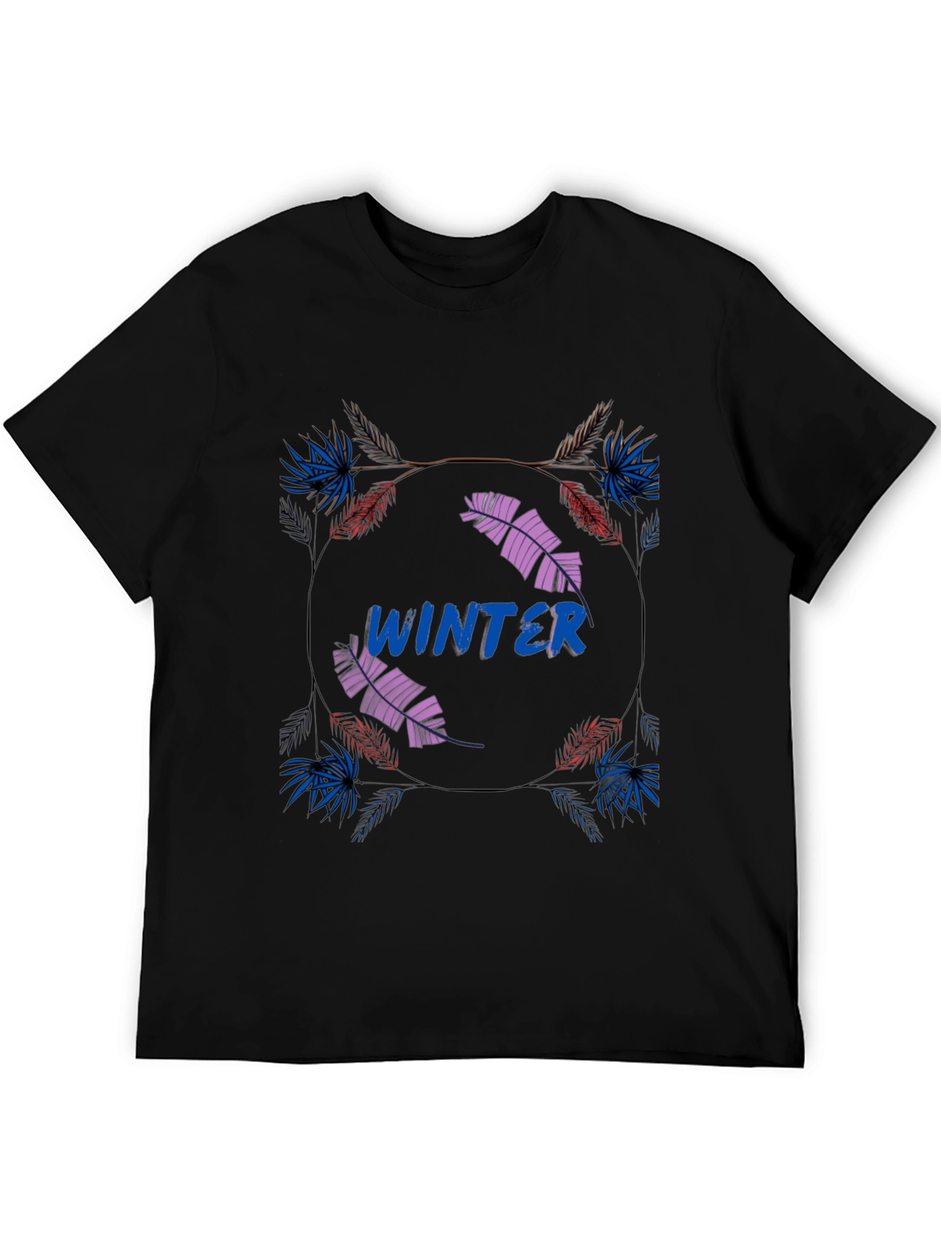 Winter Graphic Print Mens Black T-Shirt