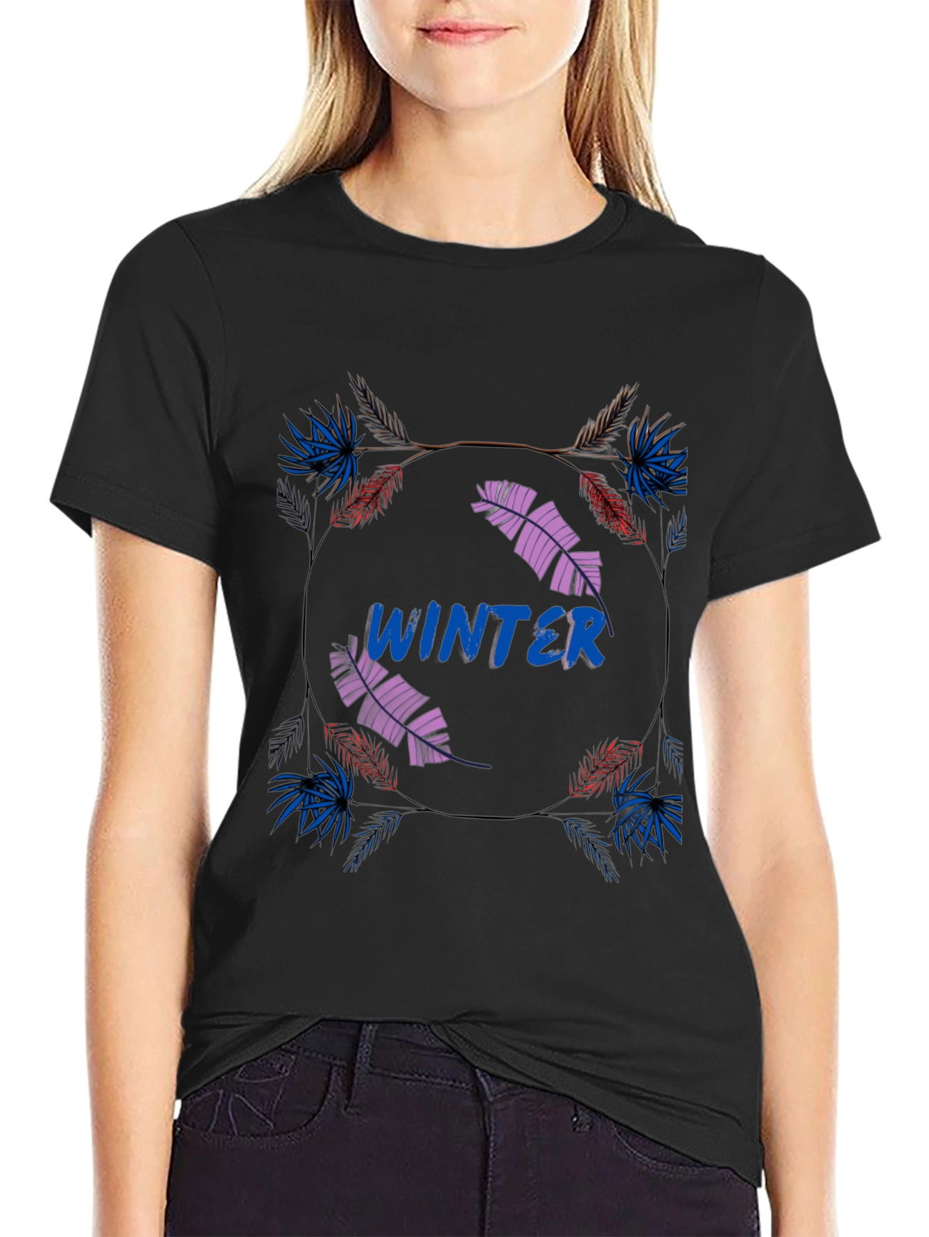Winter Graphic Print Mens Black T-Shirt