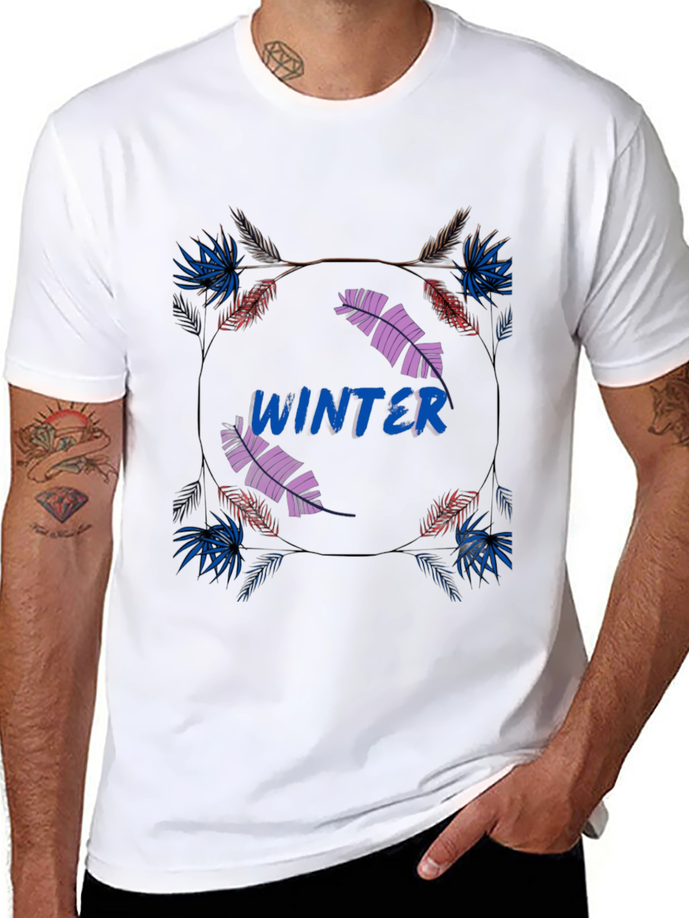 Winter Graphic Print Mens Black T-Shirt