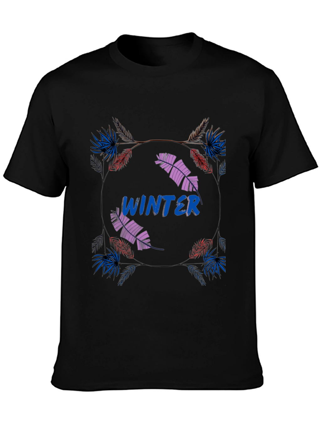 Winter Graphic Print Mens Black T-Shirt