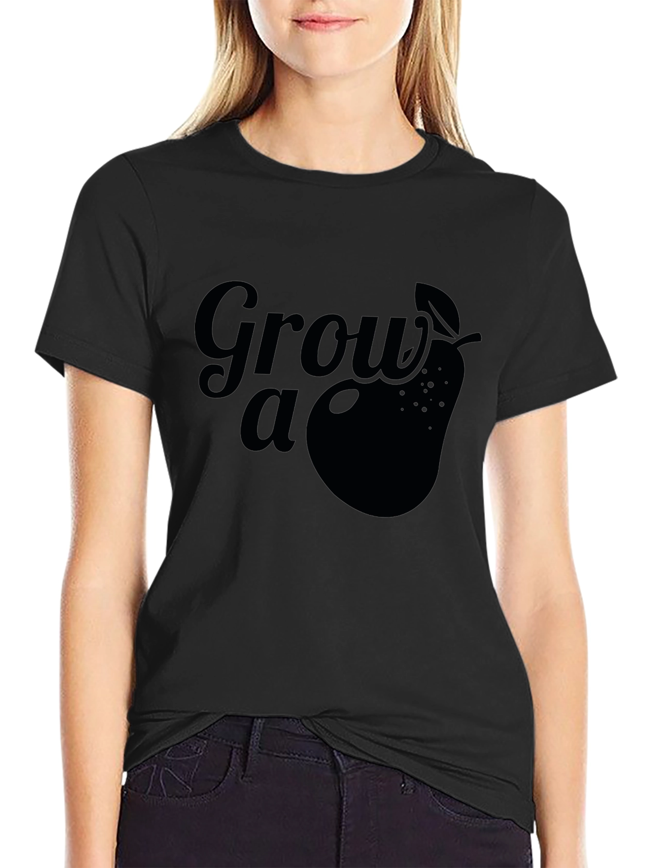 Grow a Pear Graphic Tee - Black Cotton T-Shirt