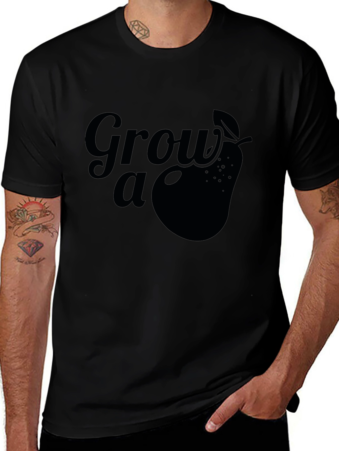 Grow a Pear Graphic Tee - Black Cotton T-Shirt