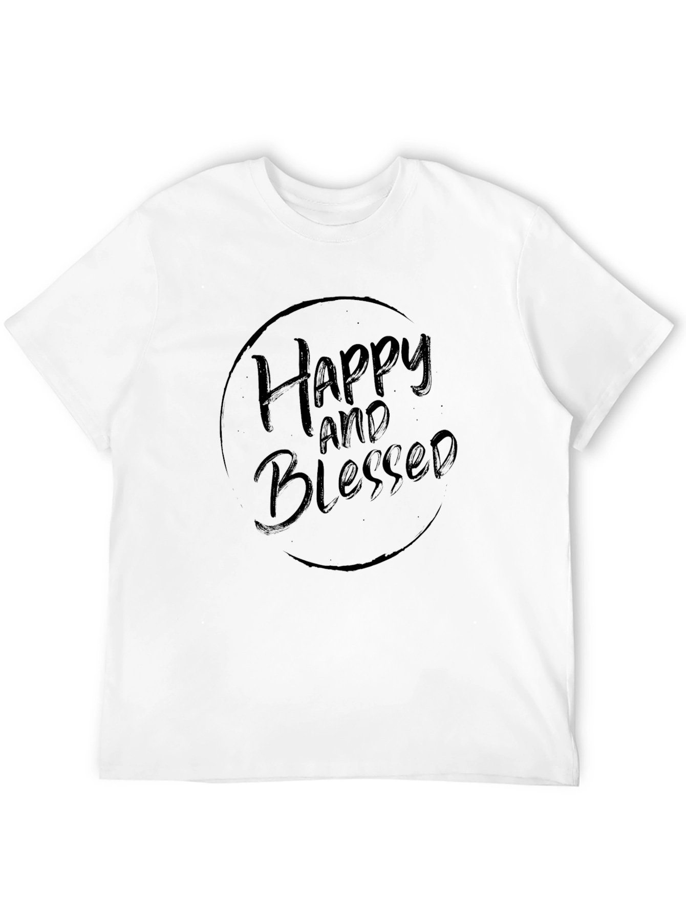 Happy and Blessed Graphic Tee - Stylish Black T-Shirt