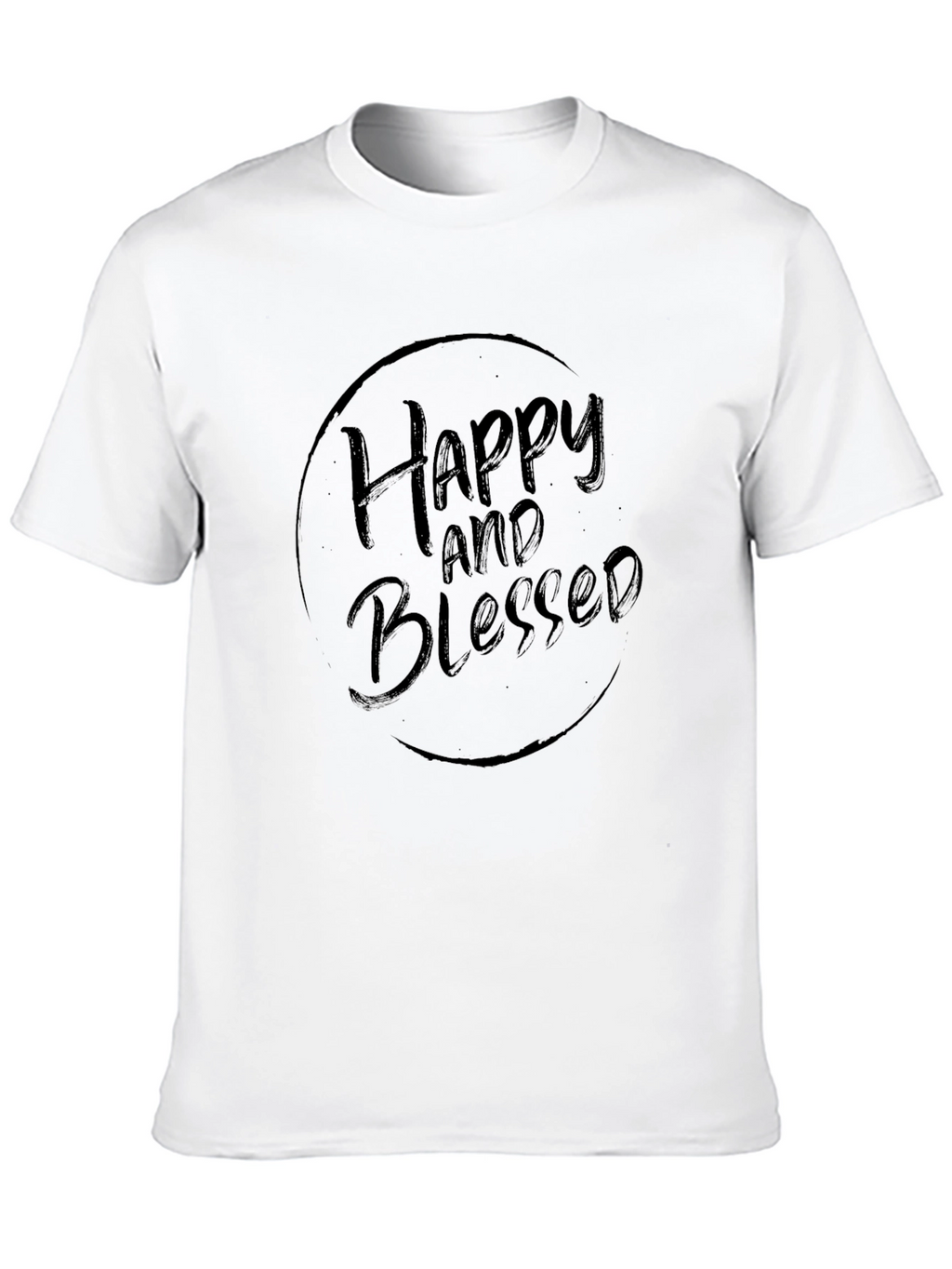 Happy and Blessed Graphic Tee - Stylish Black T-Shirt