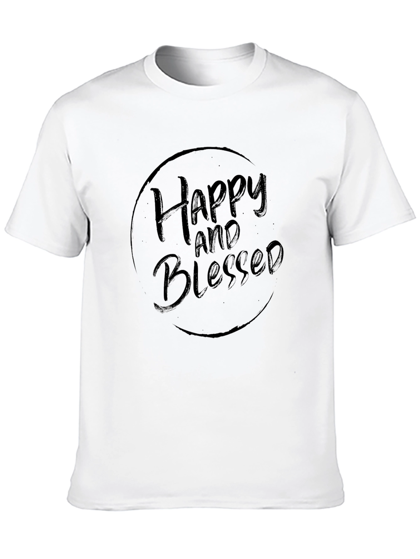 Happy and Blessed Graphic Tee - Stylish Black T-Shirt