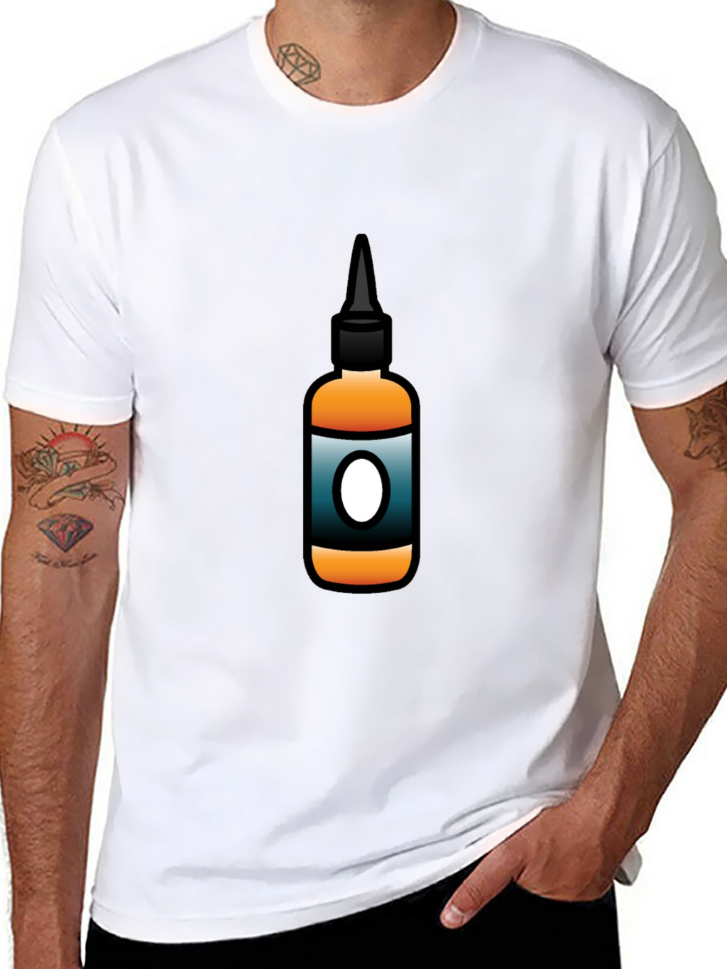 Mens Black T-Shirt with Bottle Graphic