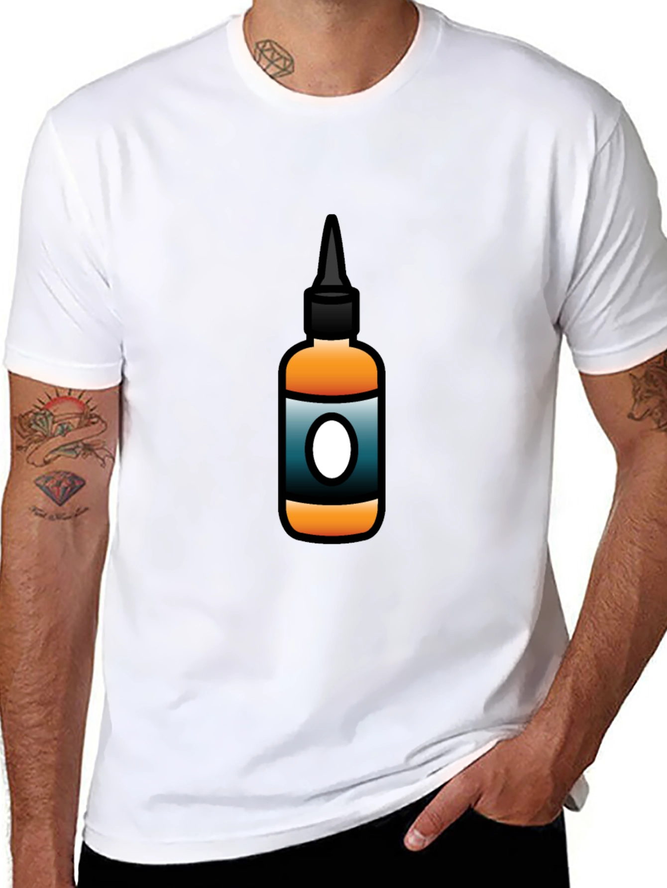 Mens Black T-Shirt with Bottle Graphic