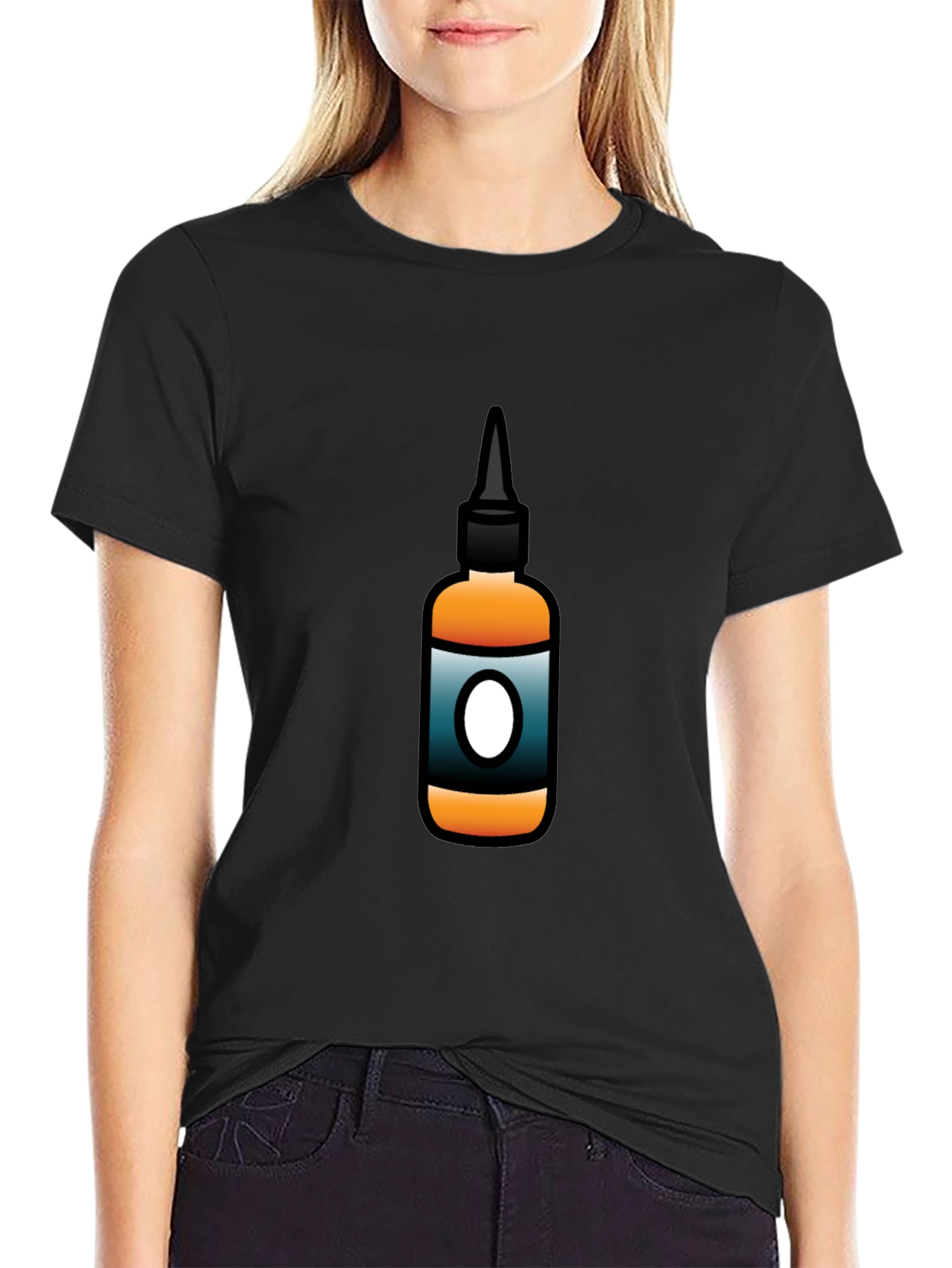 Mens Black T-Shirt with Bottle Graphic