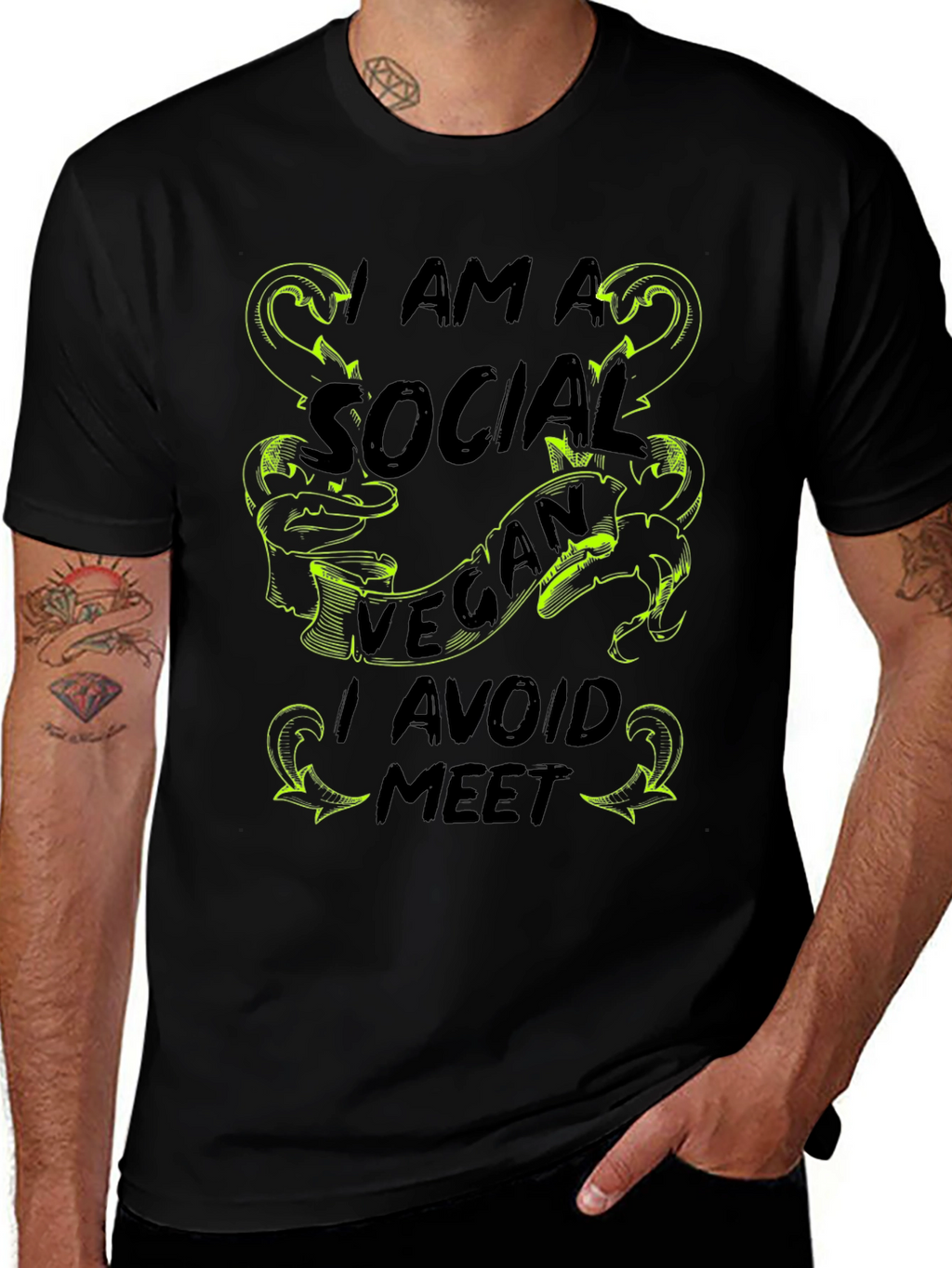Social Vegan T-Shirt: I Avoid Meet