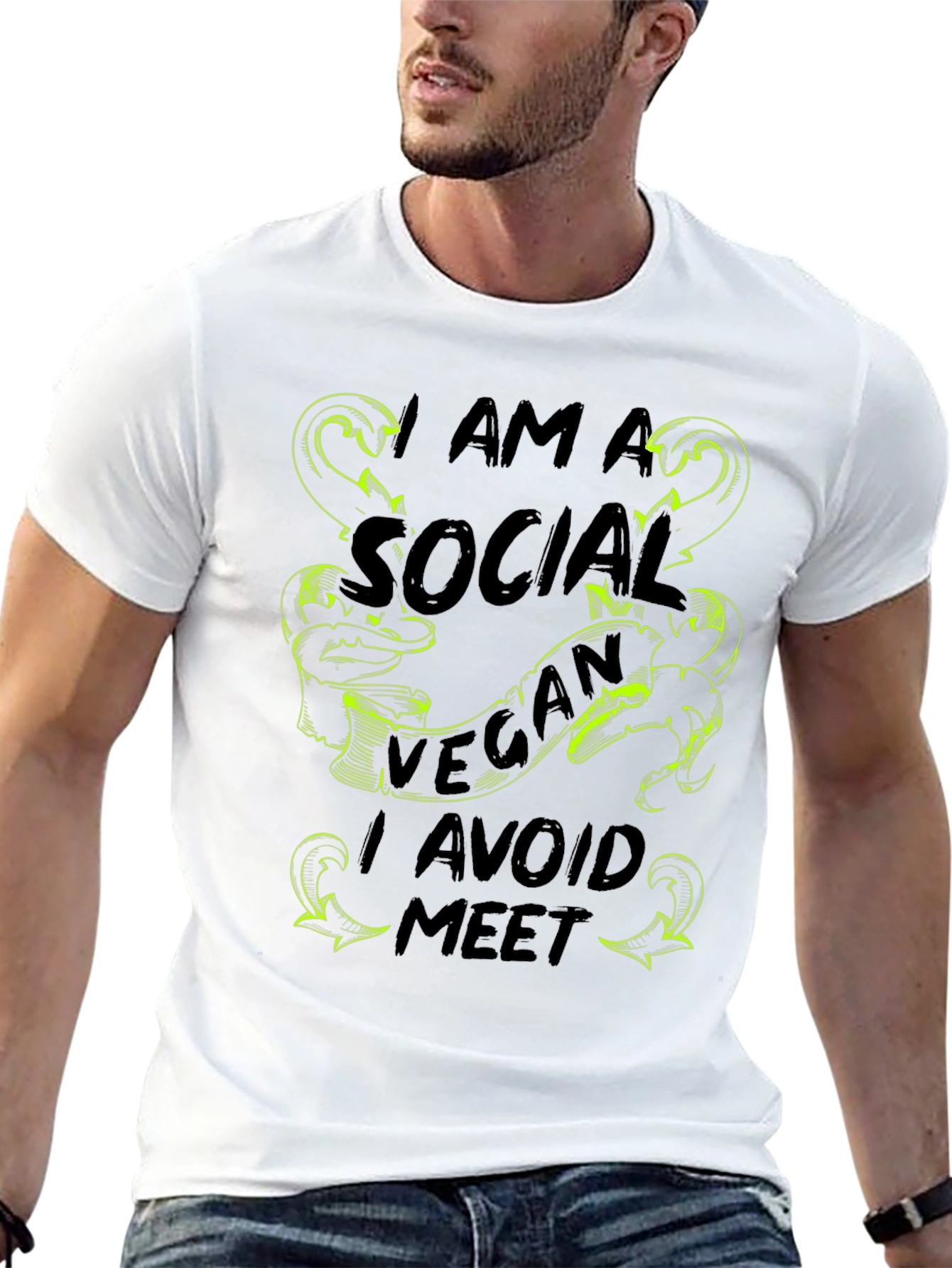 Social Vegan T-Shirt: I Avoid Meet