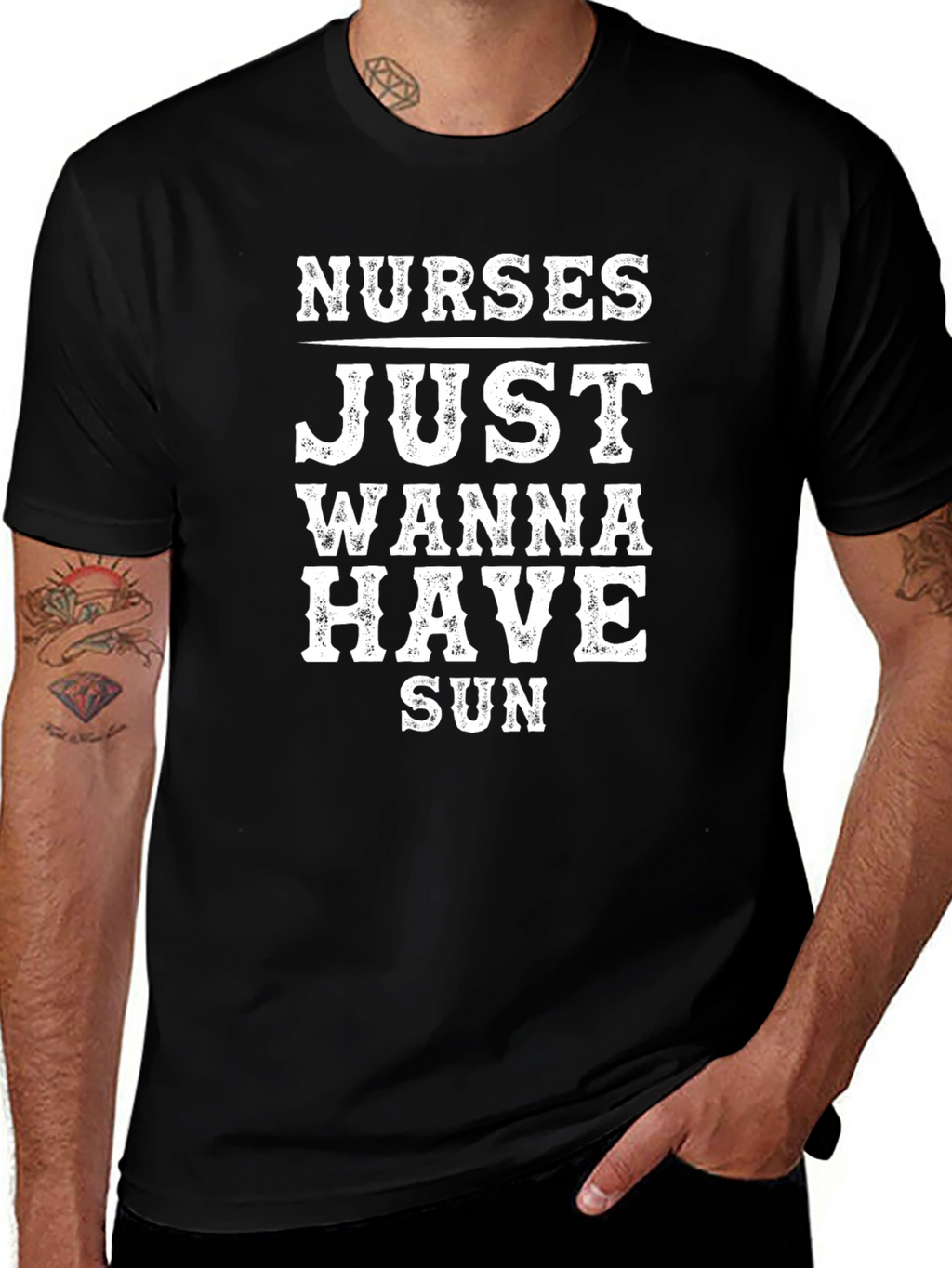 Nurses Just Wanna Have Sun Black T-Shirt