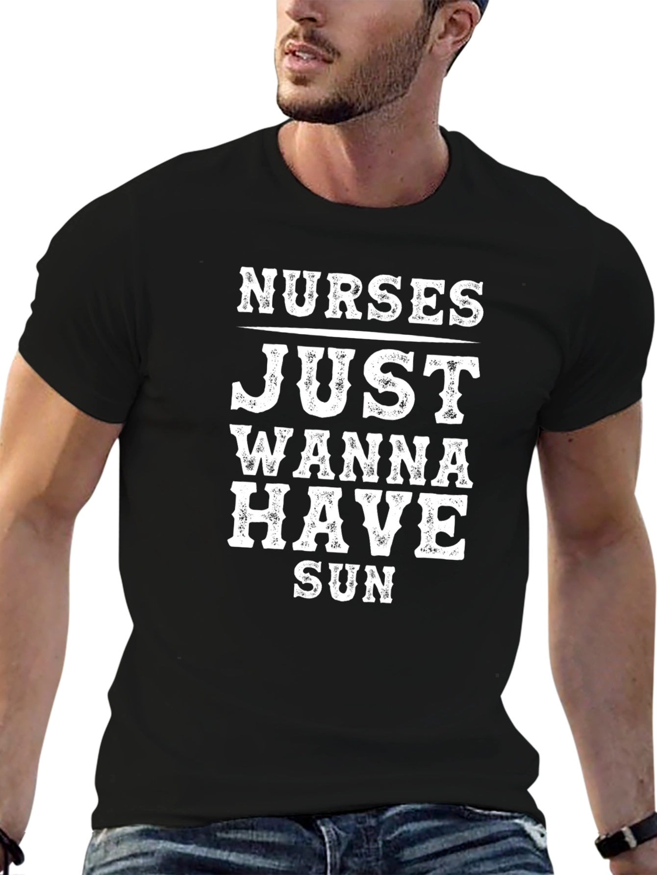 Nurses Just Wanna Have Sun Black T-Shirt