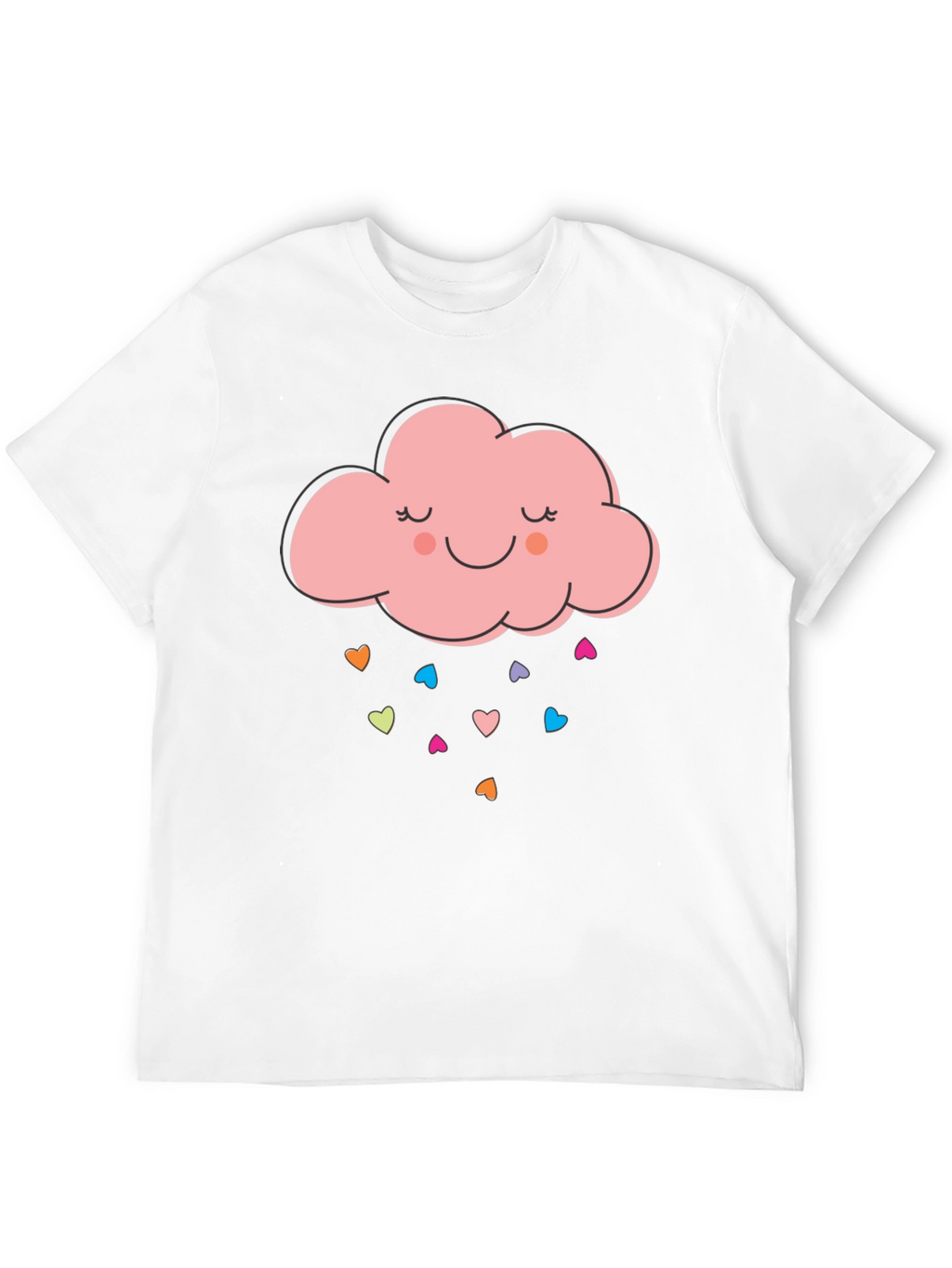 Cute Cloud Heart Rain Graphic Tee - Black