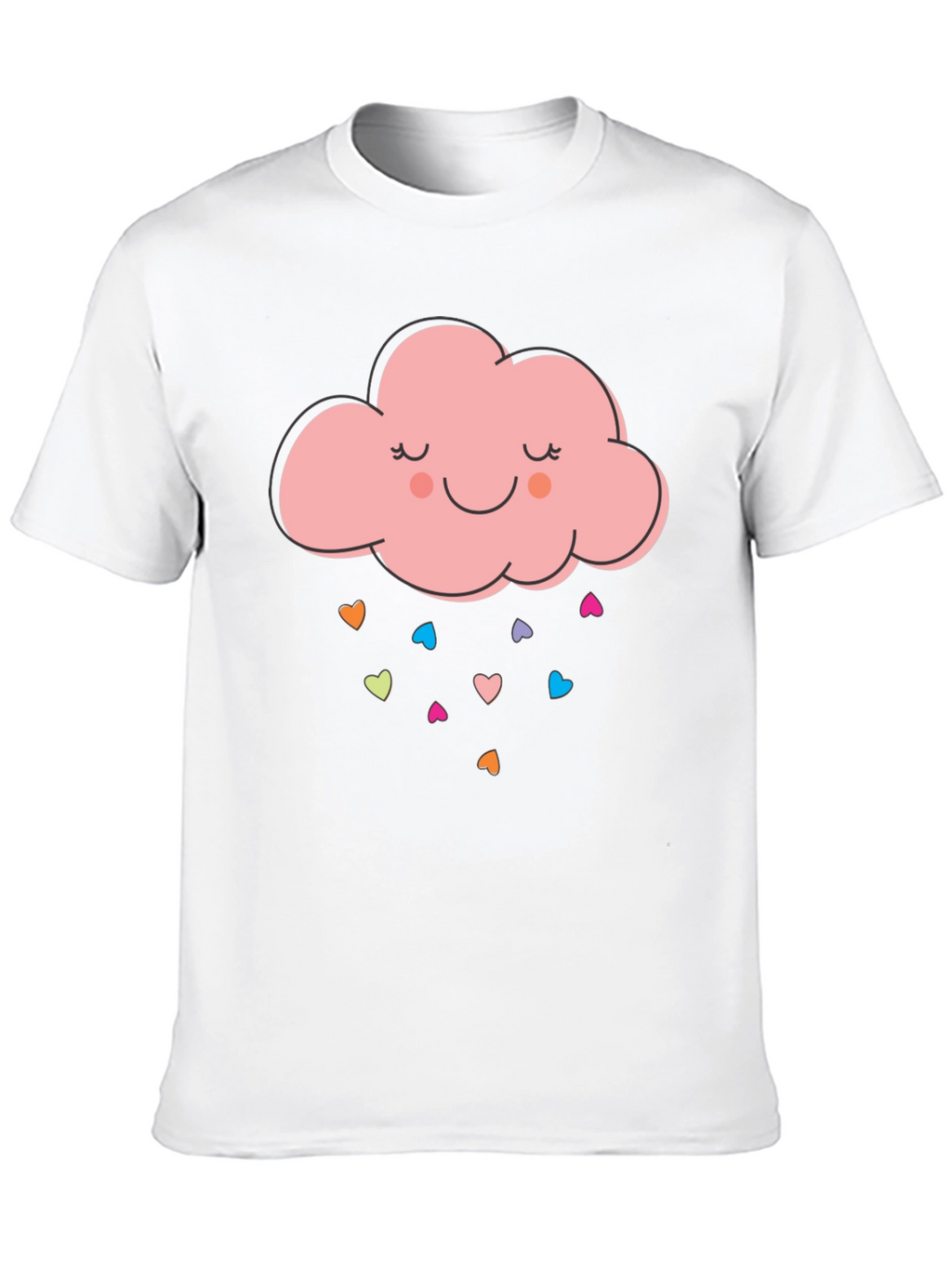Cute Cloud Heart Rain Graphic Tee - Black