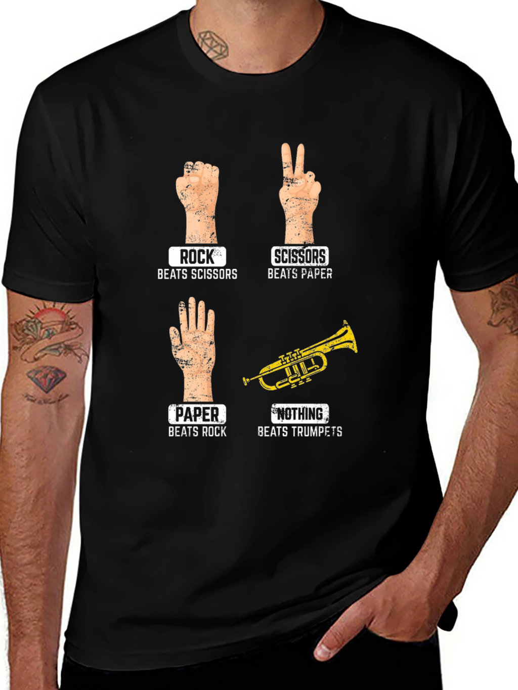 Rock Paper Scissors Trumpet Graphic Tee