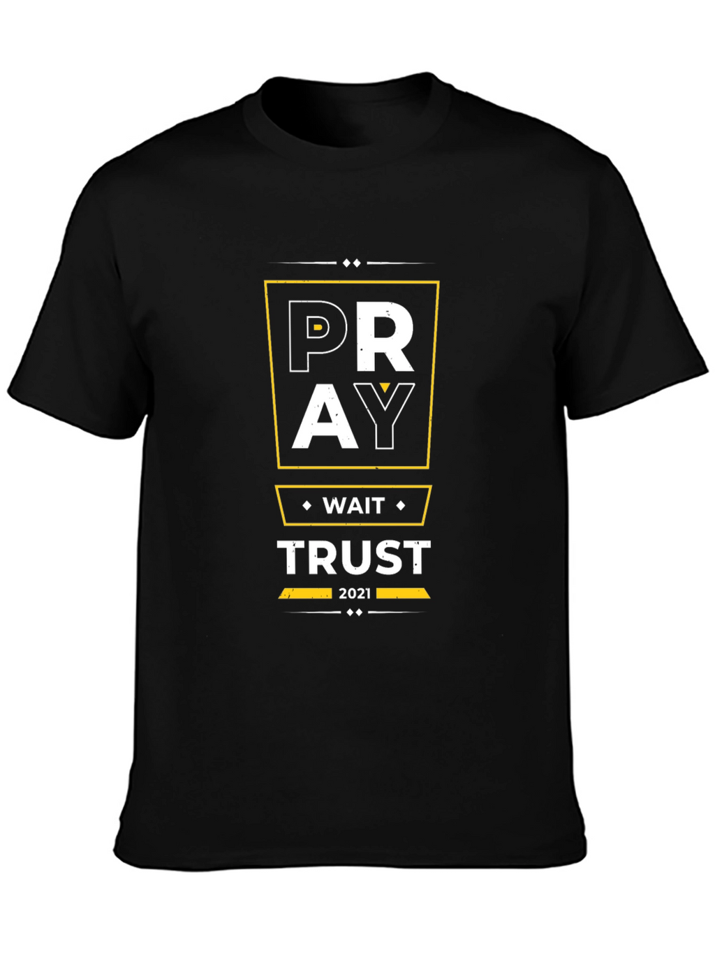 Pray Wait Trust Graphic Tee - Black Christian T-Shirt