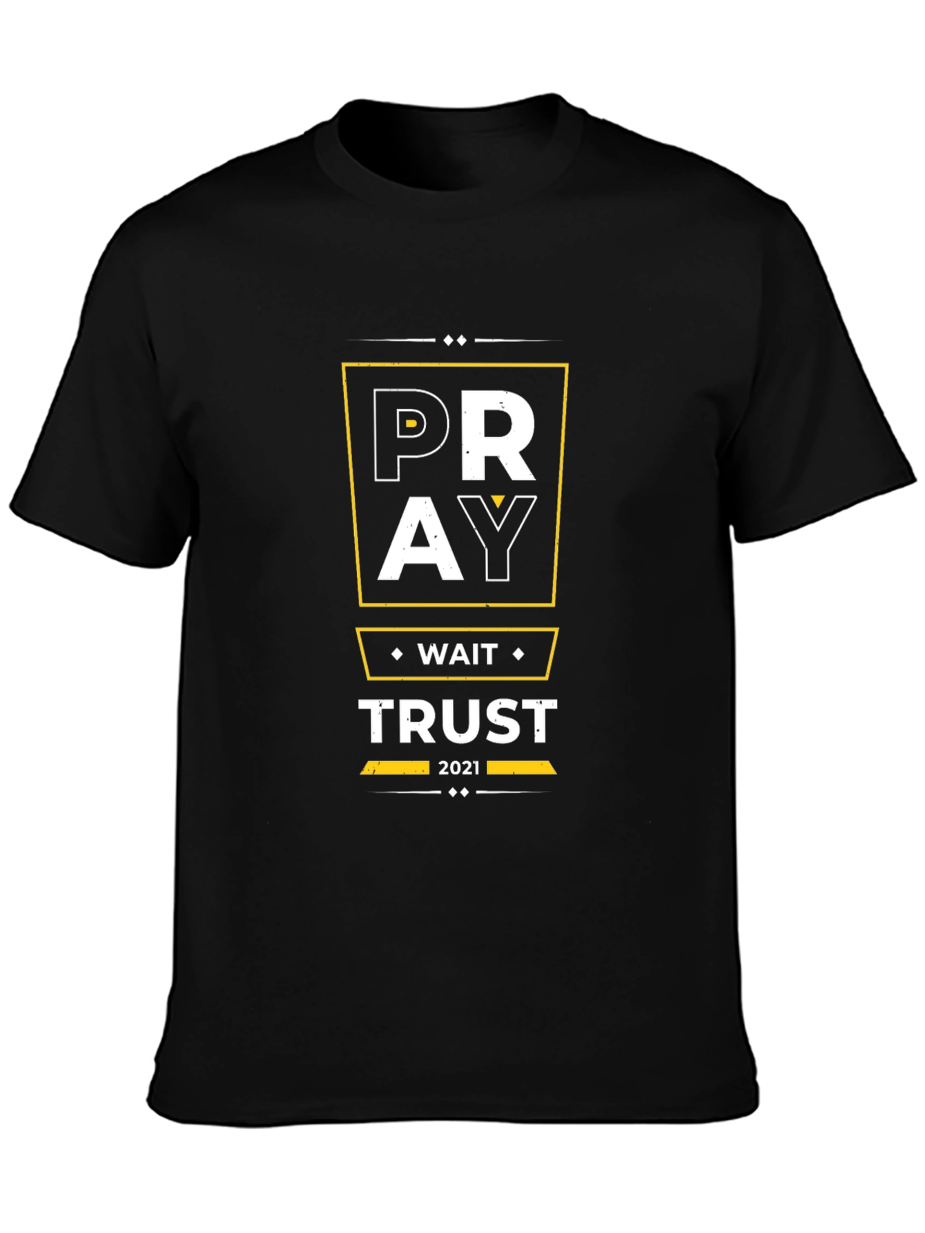 Pray Wait Trust Graphic Tee - Black Christian T-Shirt