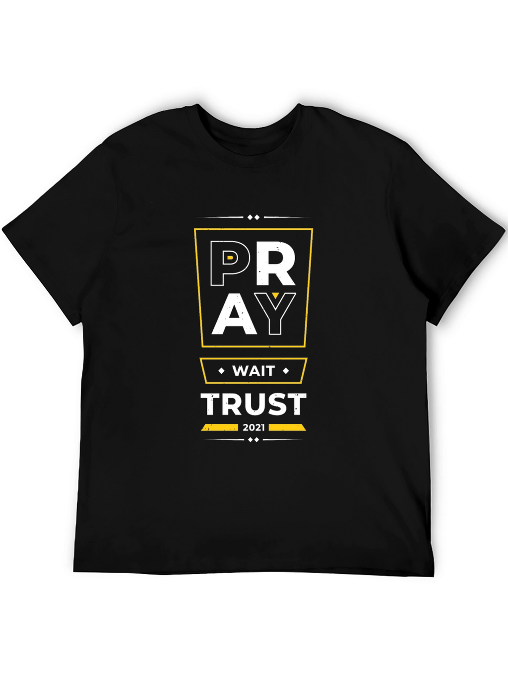 Pray Wait Trust Graphic Tee - Black Christian T-Shirt