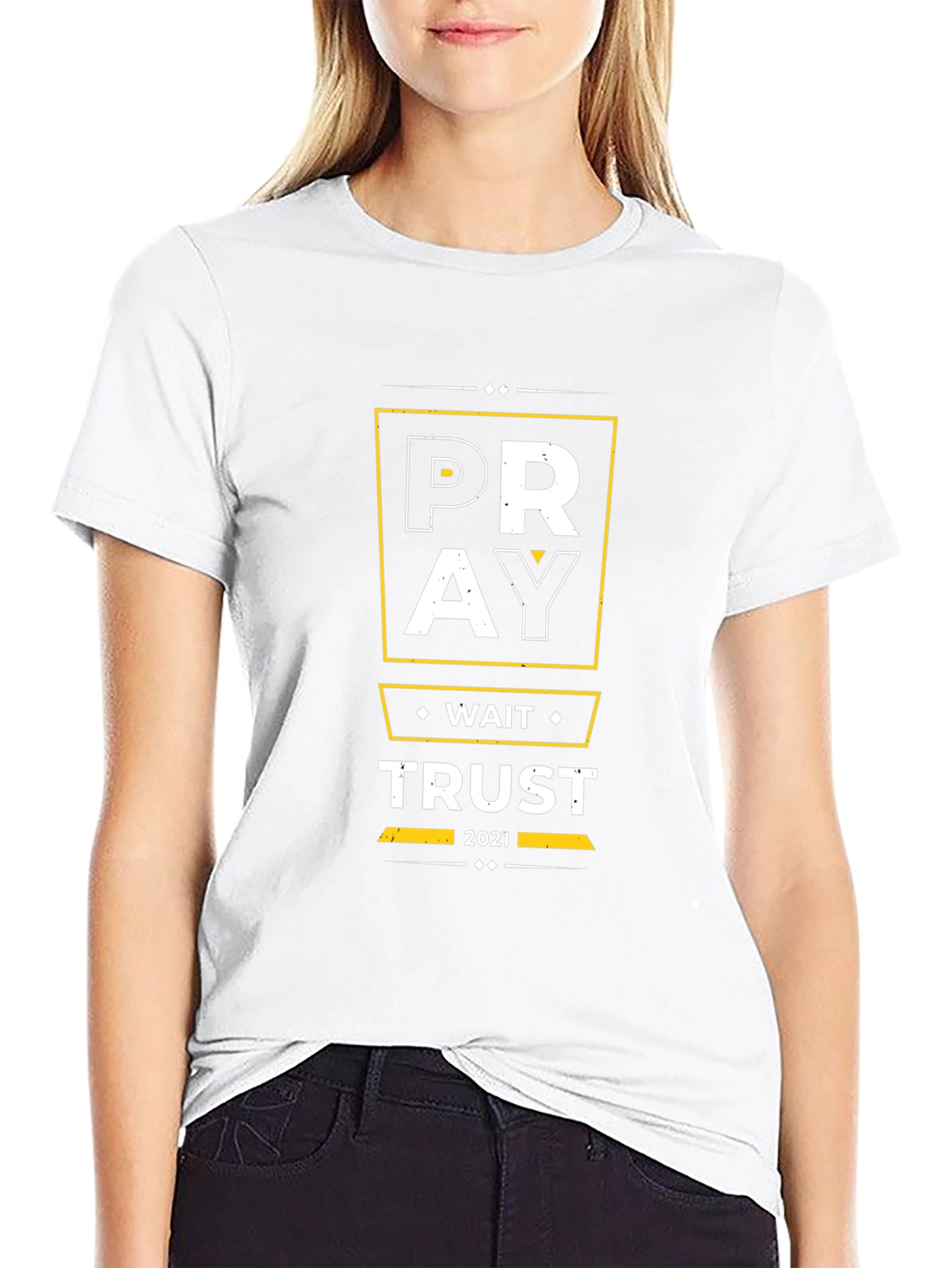 Pray Wait Trust Graphic Tee - Black Christian T-Shirt