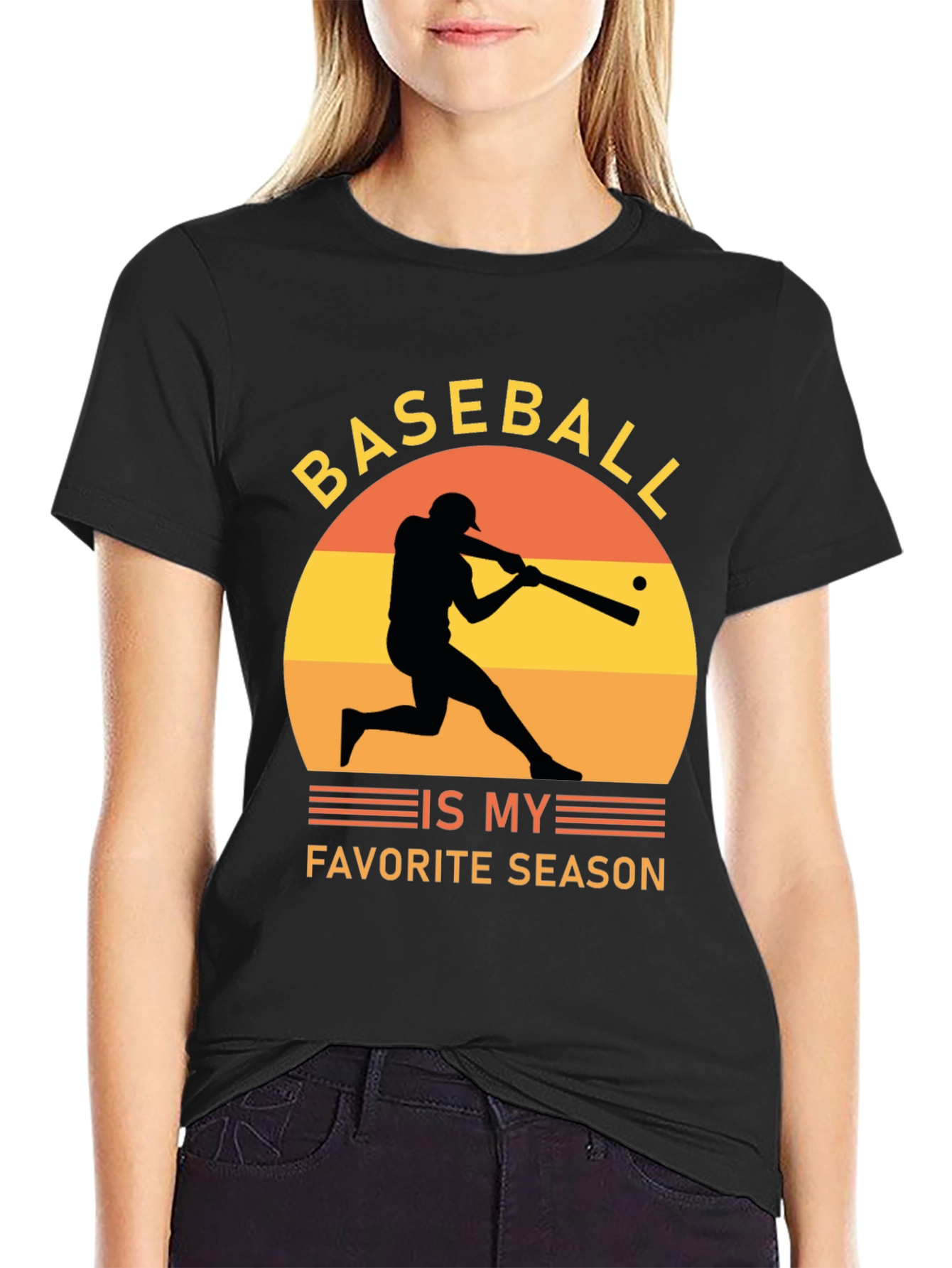 Baseball Is My Favorite Season Black Tee