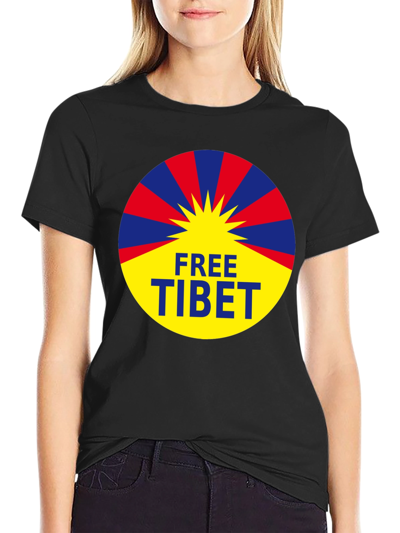 Free Tibet Graphic Tee - Black Activist T-Shirt
