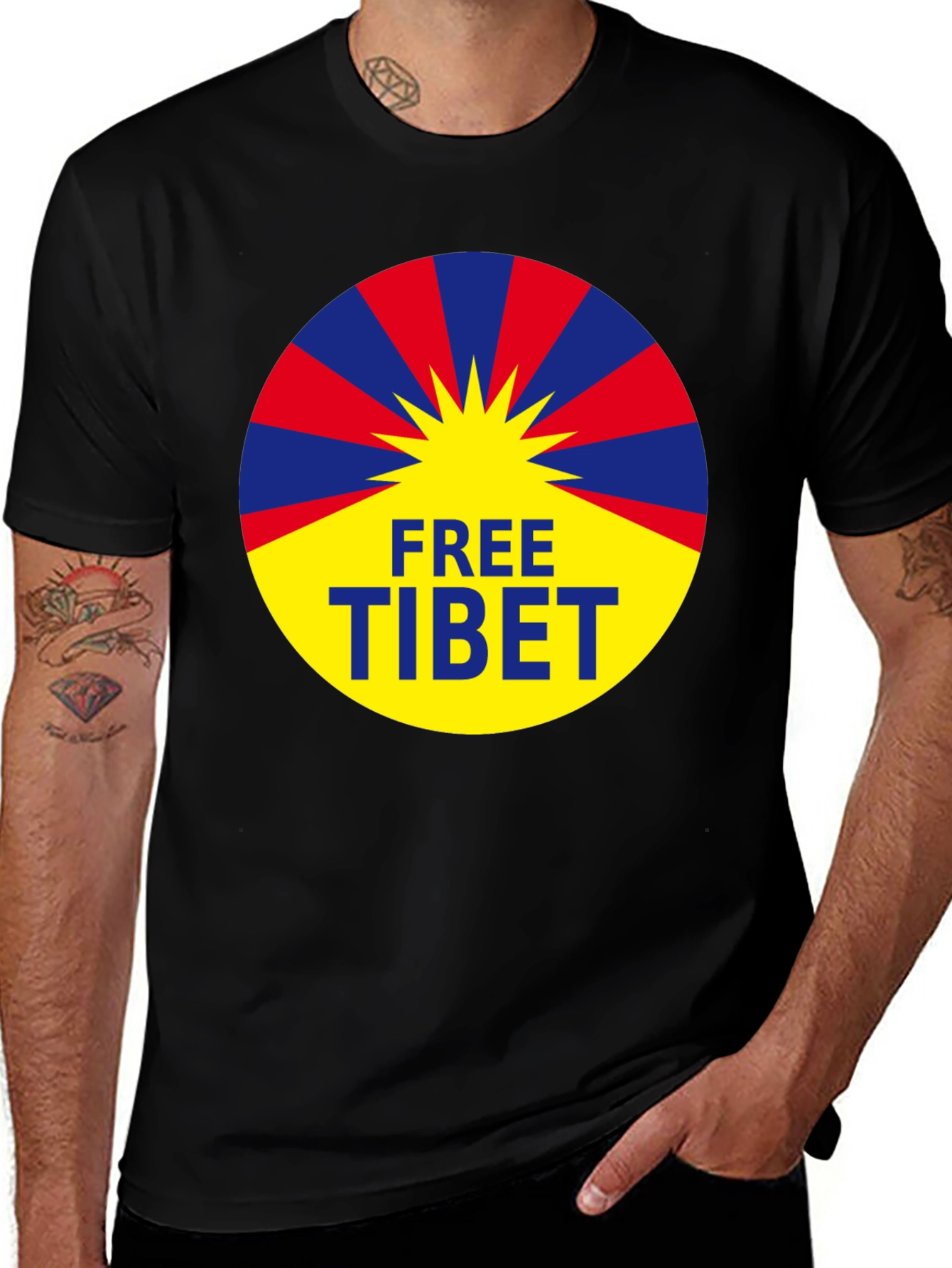 Free Tibet Graphic Tee - Black Activist T-Shirt
