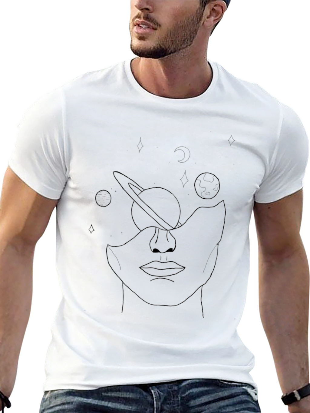 Abstract Space Face Graphic Tee
